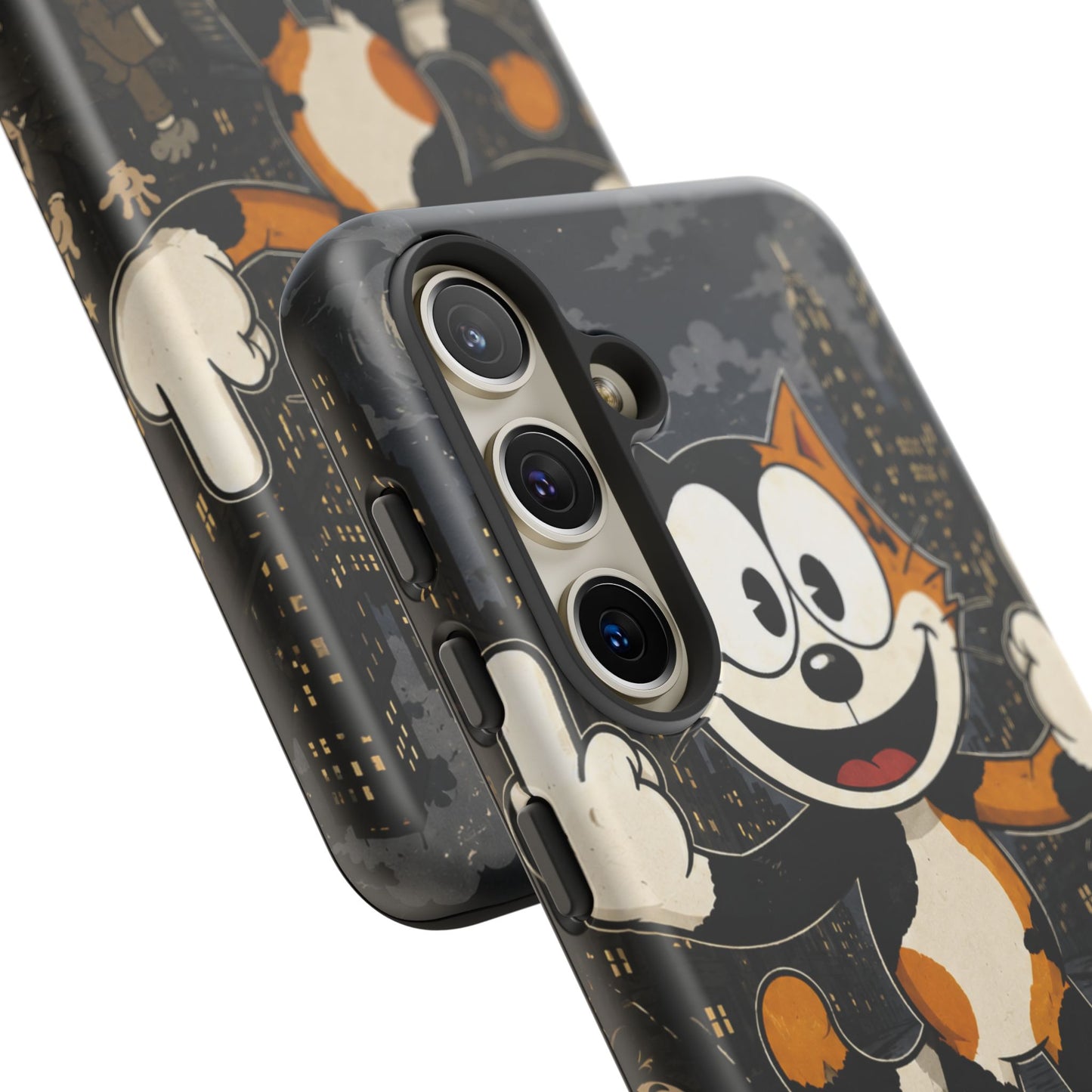 Vintage Cartoon Cat Phone Case — Edgy Felix-Style Illustration