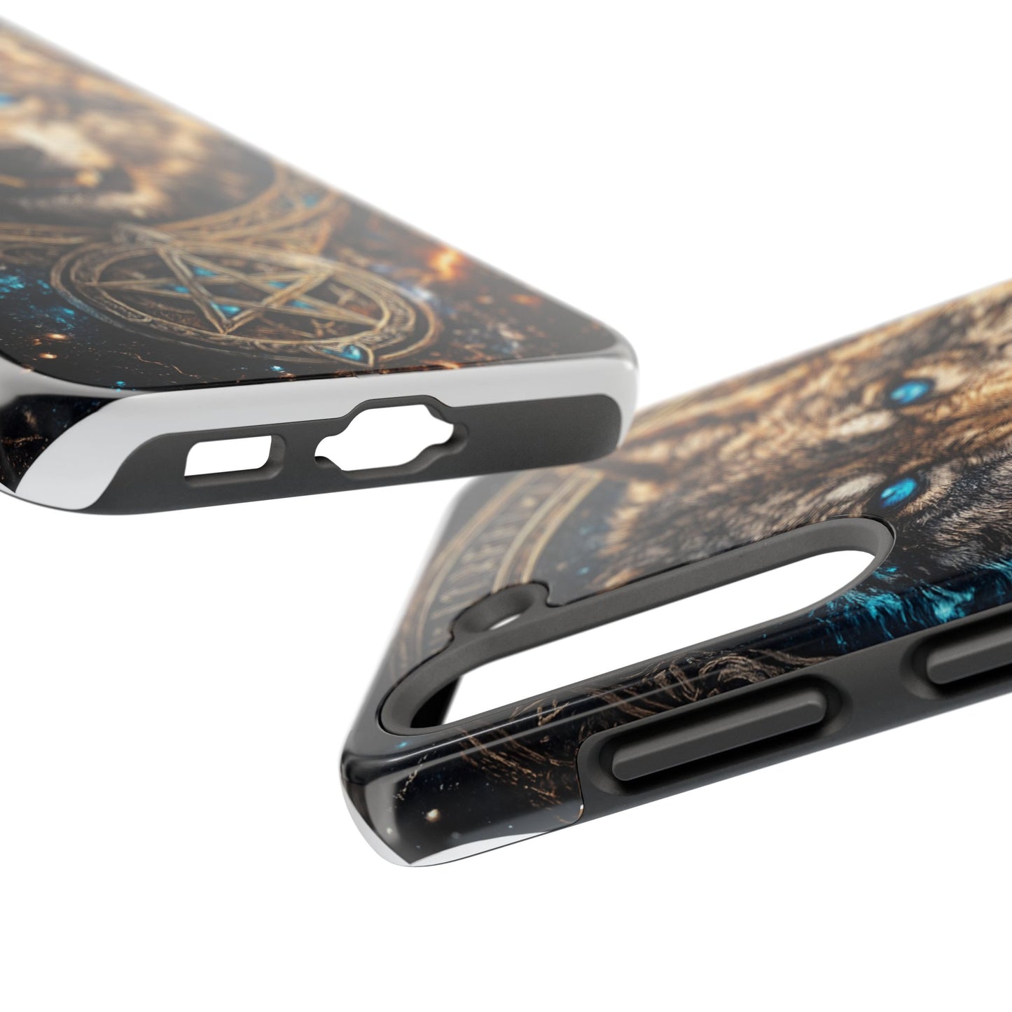 Wolf Pentagram Phone Case - Rugged Mystic Phone Cover with Glowing Blue Eyes