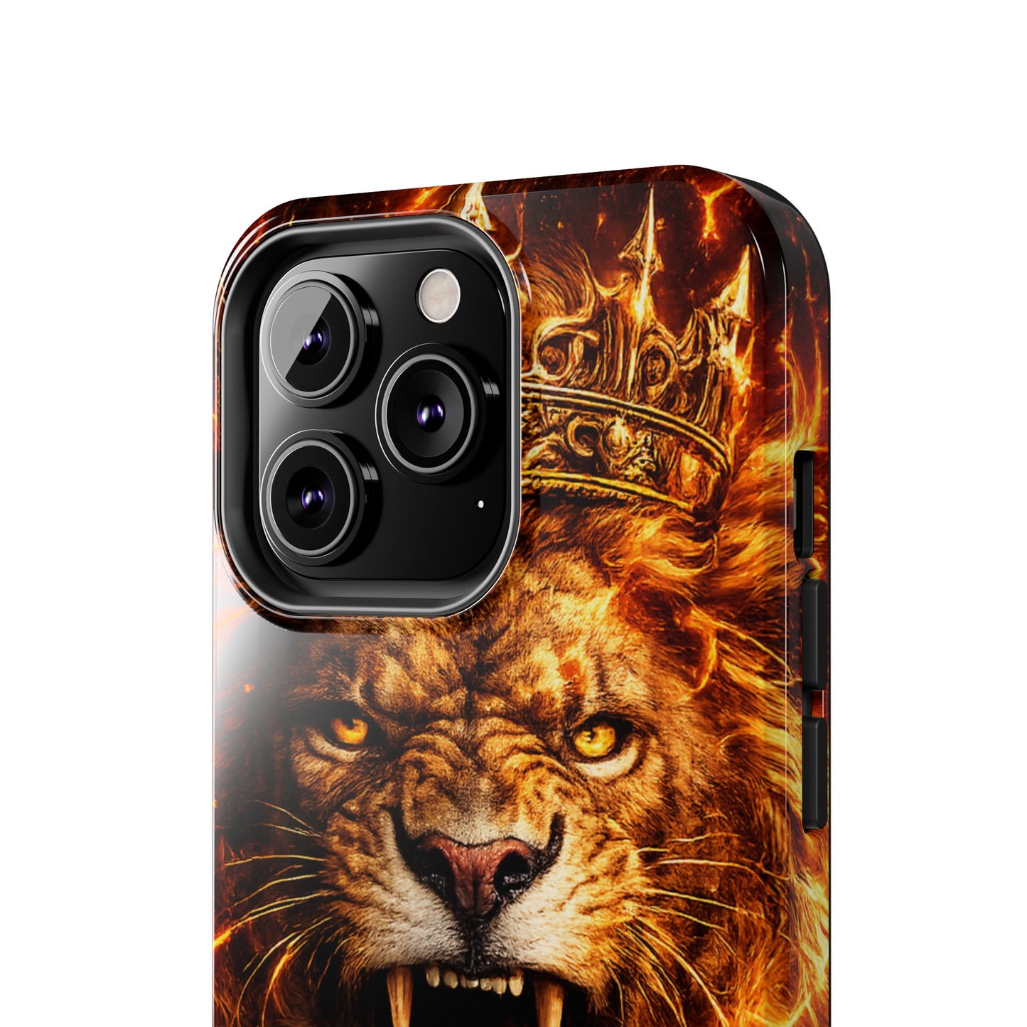 Fiery Lion King Tough Phone Case — Protective iPhone Case with Roaring Crown Design