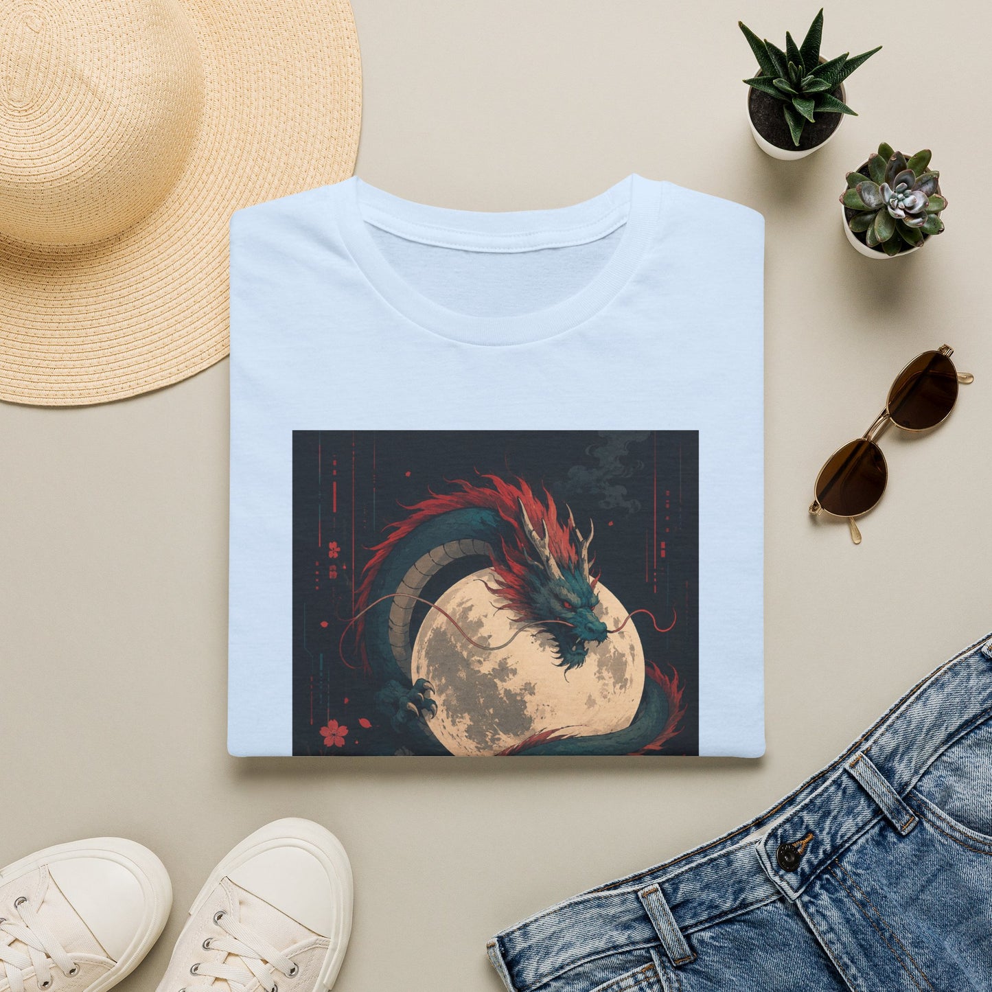 Dragon Moon T-Shirt — Mystical Japanese Serpent Design