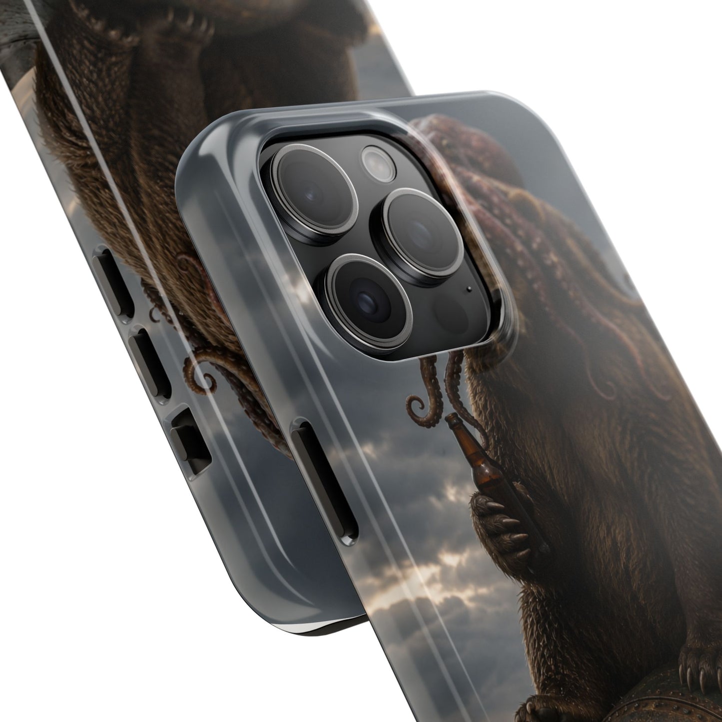 Tough Phone Case — Post‑Apocalyptic Bear with Octopus Helmet on Nuclear Bomb