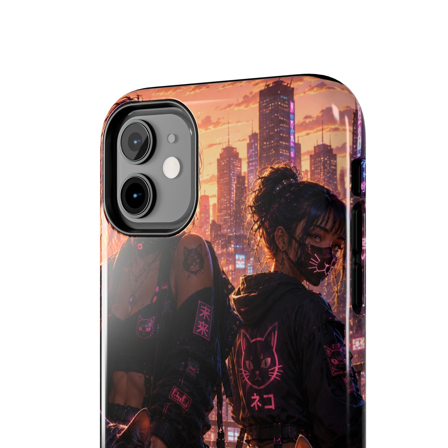Cyberpunk Pack: Tough Phone Case with Neon Panther & City Sunset
