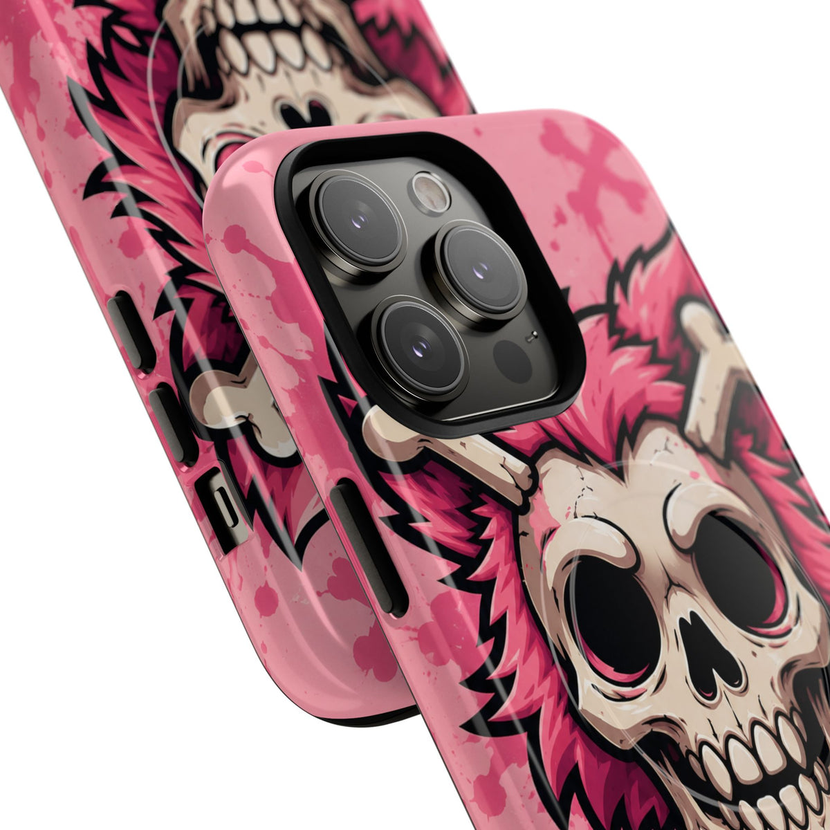Pink Skull & Crossbones Tough Magnetic Phone Case — Punk Rock Protective Cover