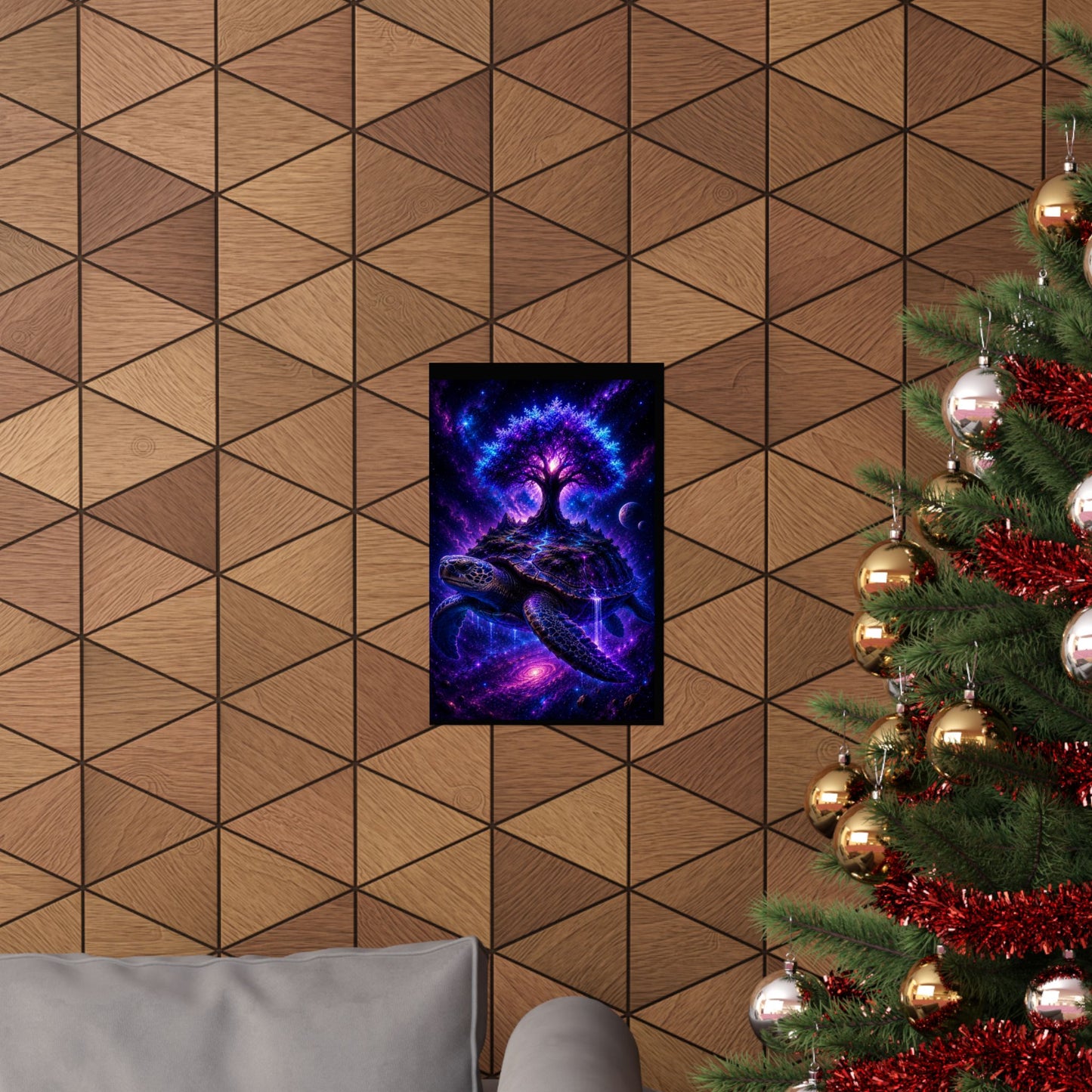 Cosmic Turtle Poster — Mystic Tree on Turtle Shell Matte Vertical Wall Art
