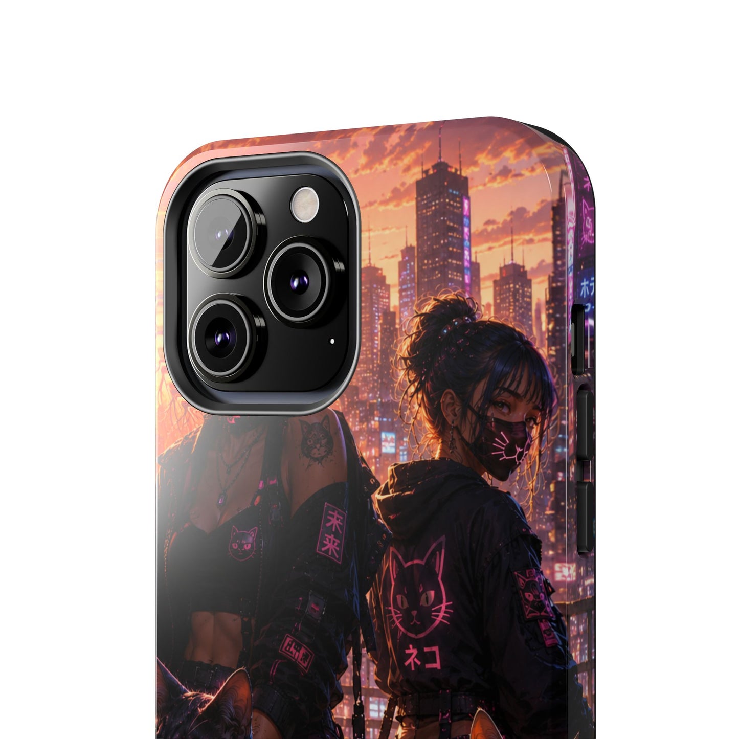 Cyberpunk Pack: Tough Phone Case with Neon Panther & City Sunset