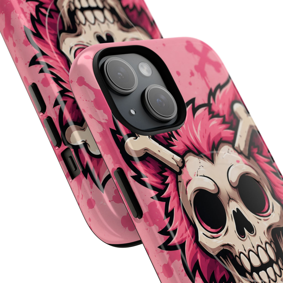Pink Skull & Crossbones Tough Magnetic Phone Case — Punk Rock Protective Cover