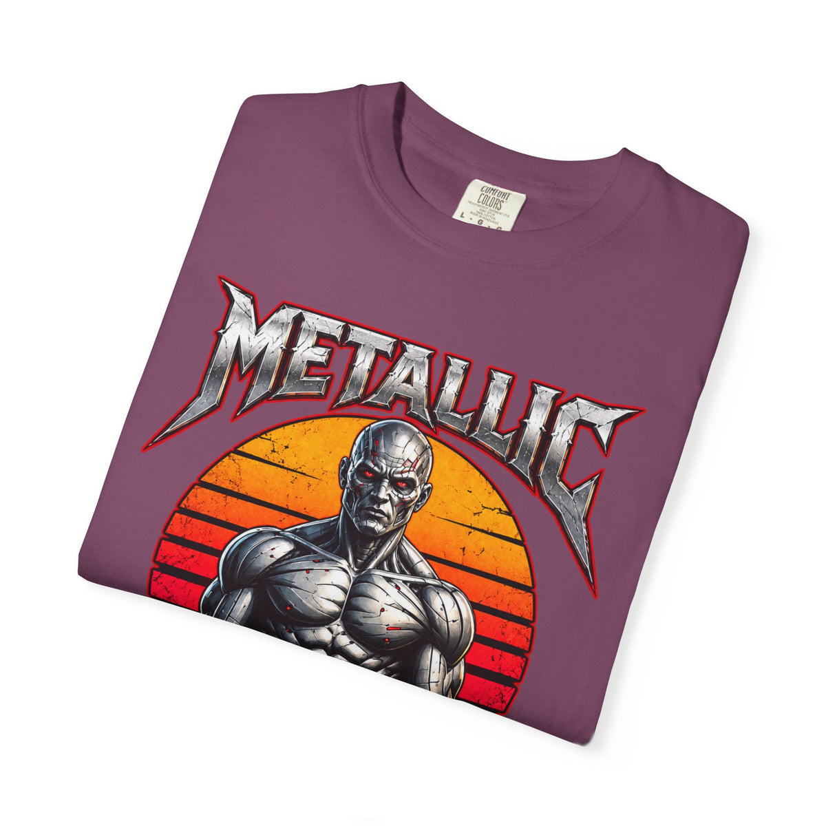 Metallic Souls T-Shirt — Retro Sunset Muscular Warrior Graphic Tee