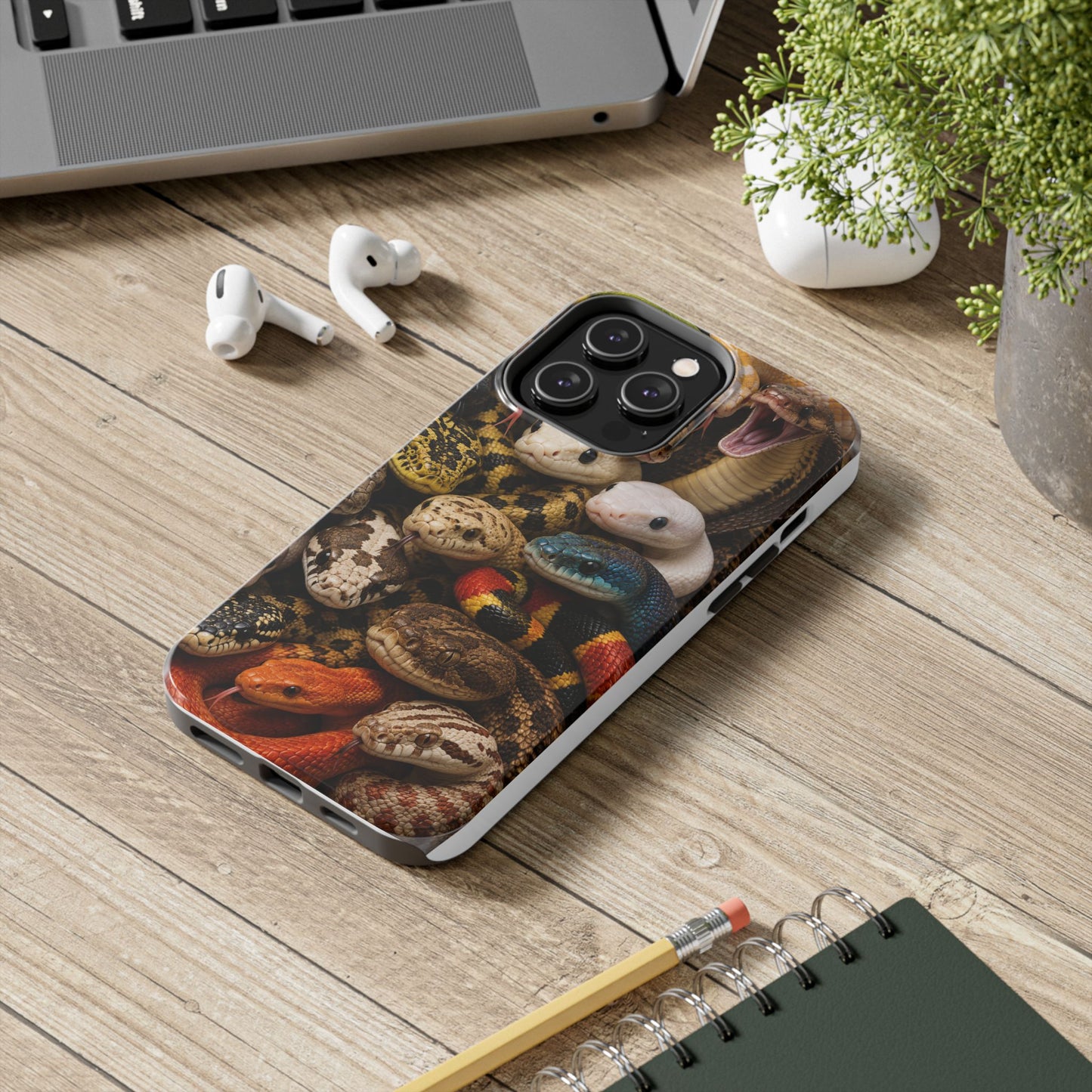 Snake Pattern Tough Phone Case — Colorful Snakes Protective Phone Cover
