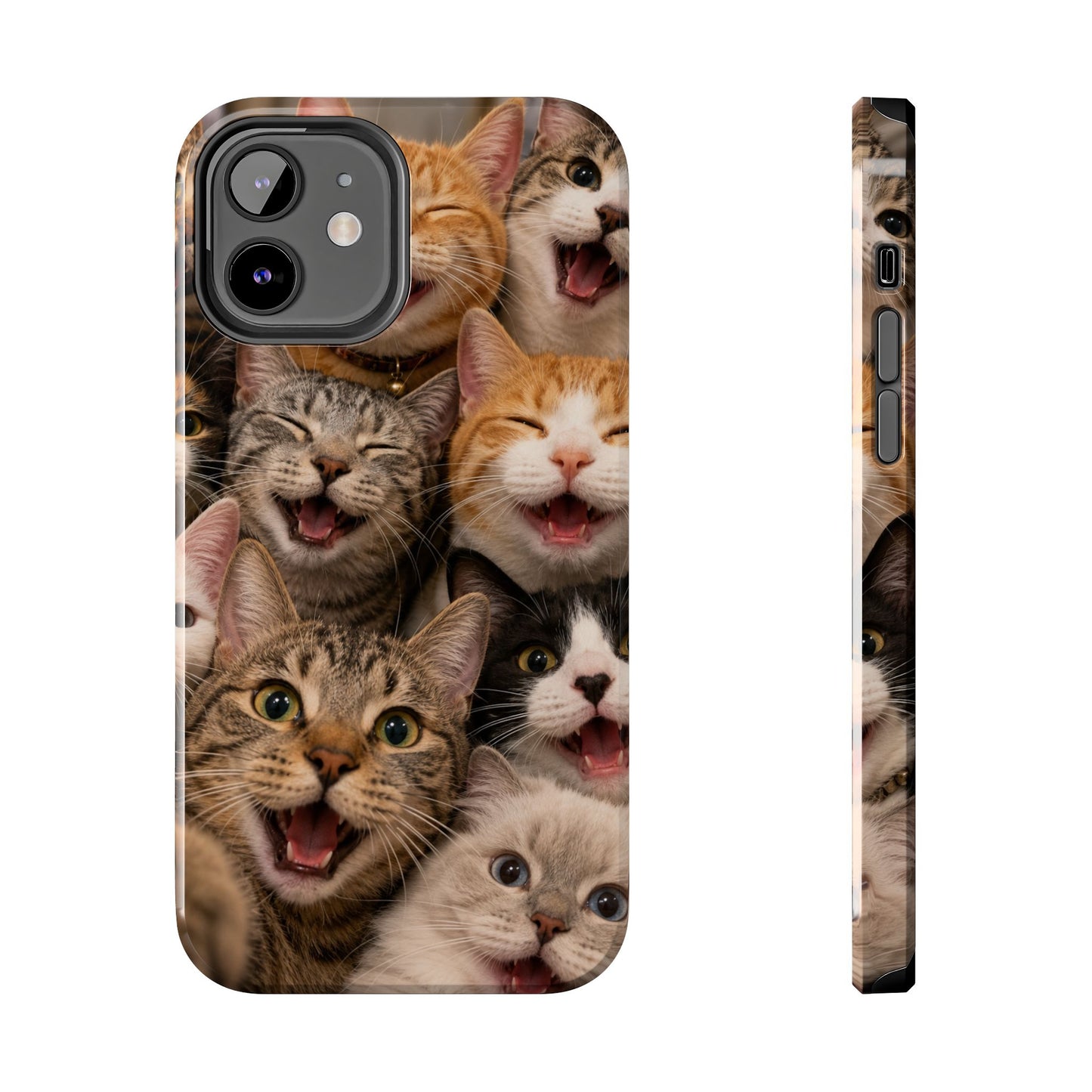 Tough Smiling Cats Collage Phone Case – Cute Cat Faces for iPhone
