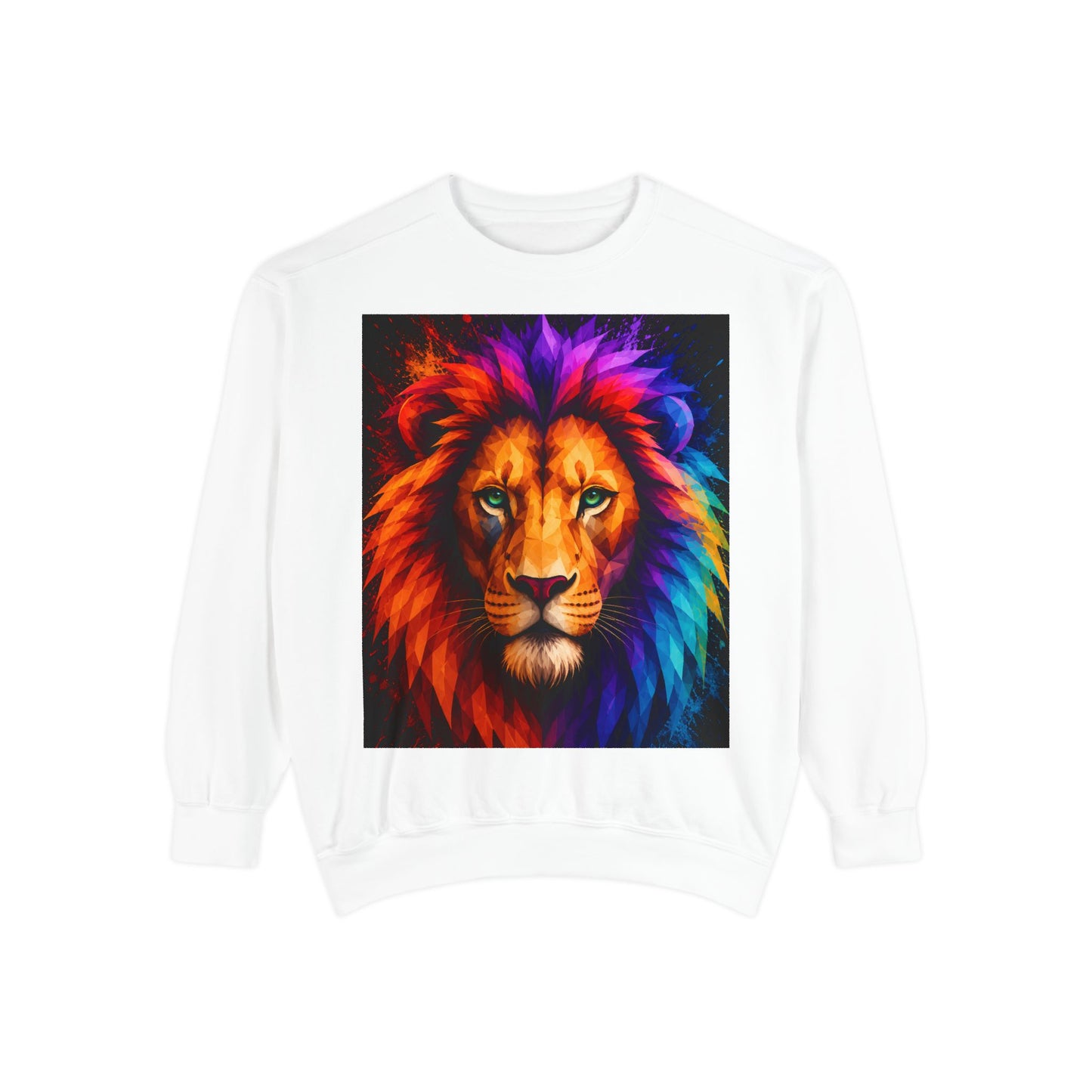 Colorful Lion Sweatshirt — Vibrant Rainbow Mane Crewneck