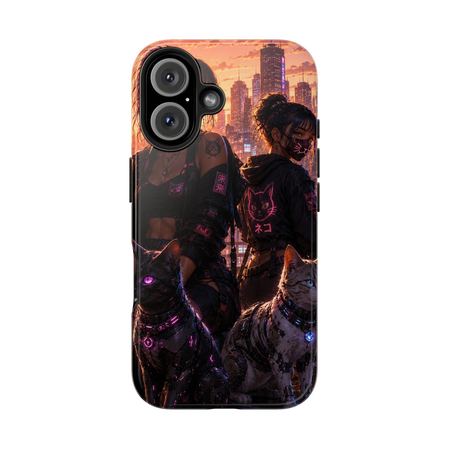 Cyberpunk Pack: Tough Phone Case with Neon Panther & City Sunset