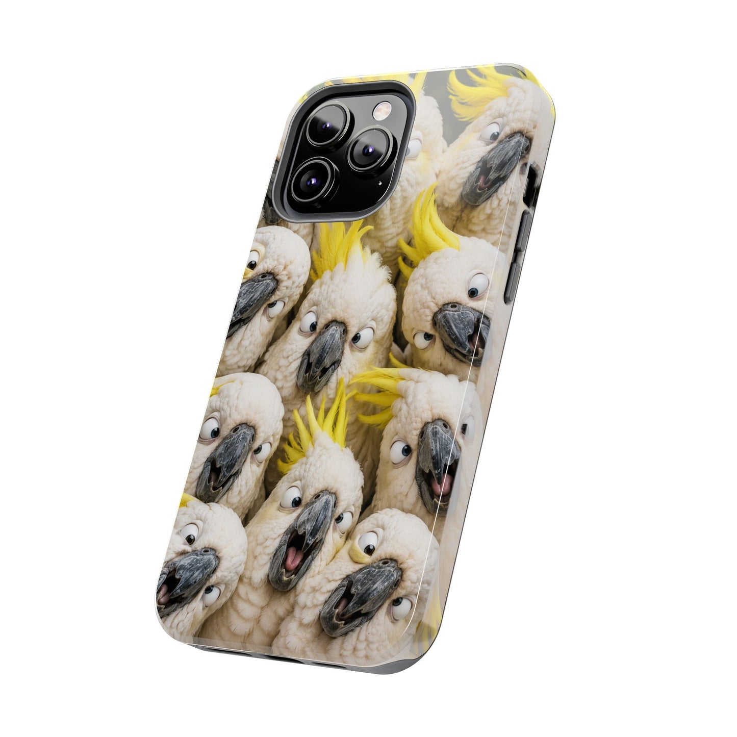 Cockatoo Collage Tough Phone Case — Funny Yellow Crested Bird Protective Phone Cover