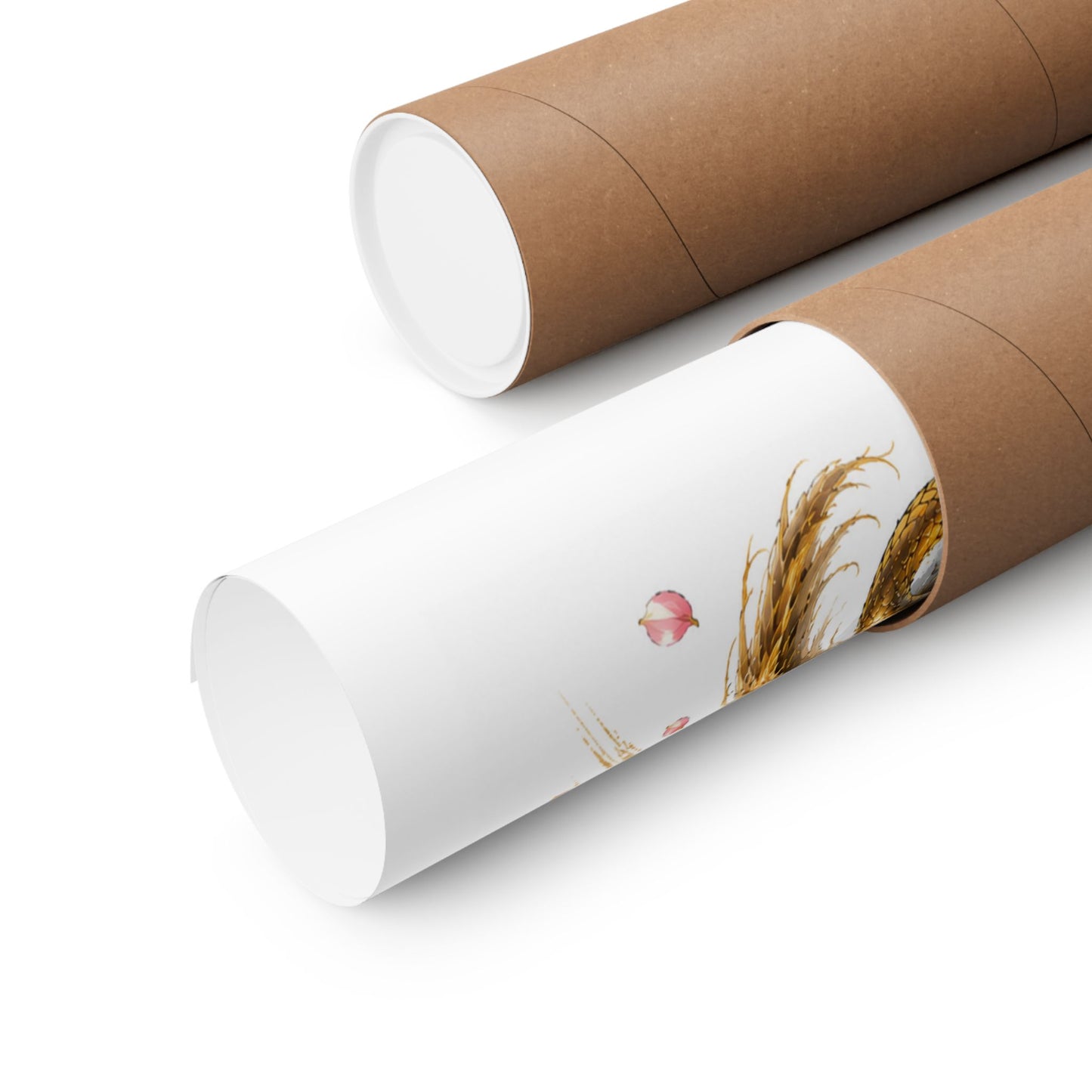 Golden Dragon & Red Moon Matte Poster — Japanese Cherry Blossom Wall Art