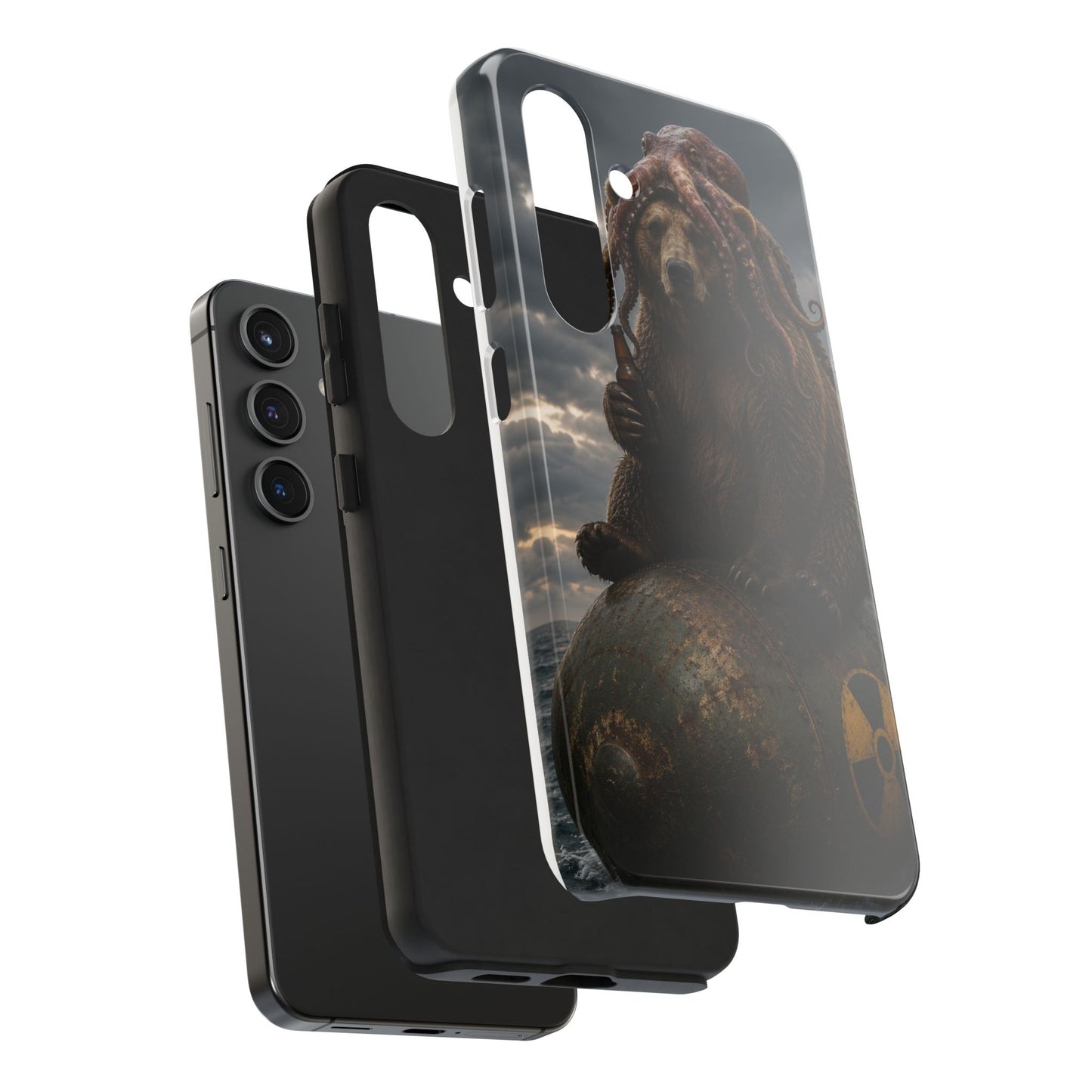 Tough Phone Case — Post‑Apocalyptic Bear with Octopus Helmet on Nuclear Bomb