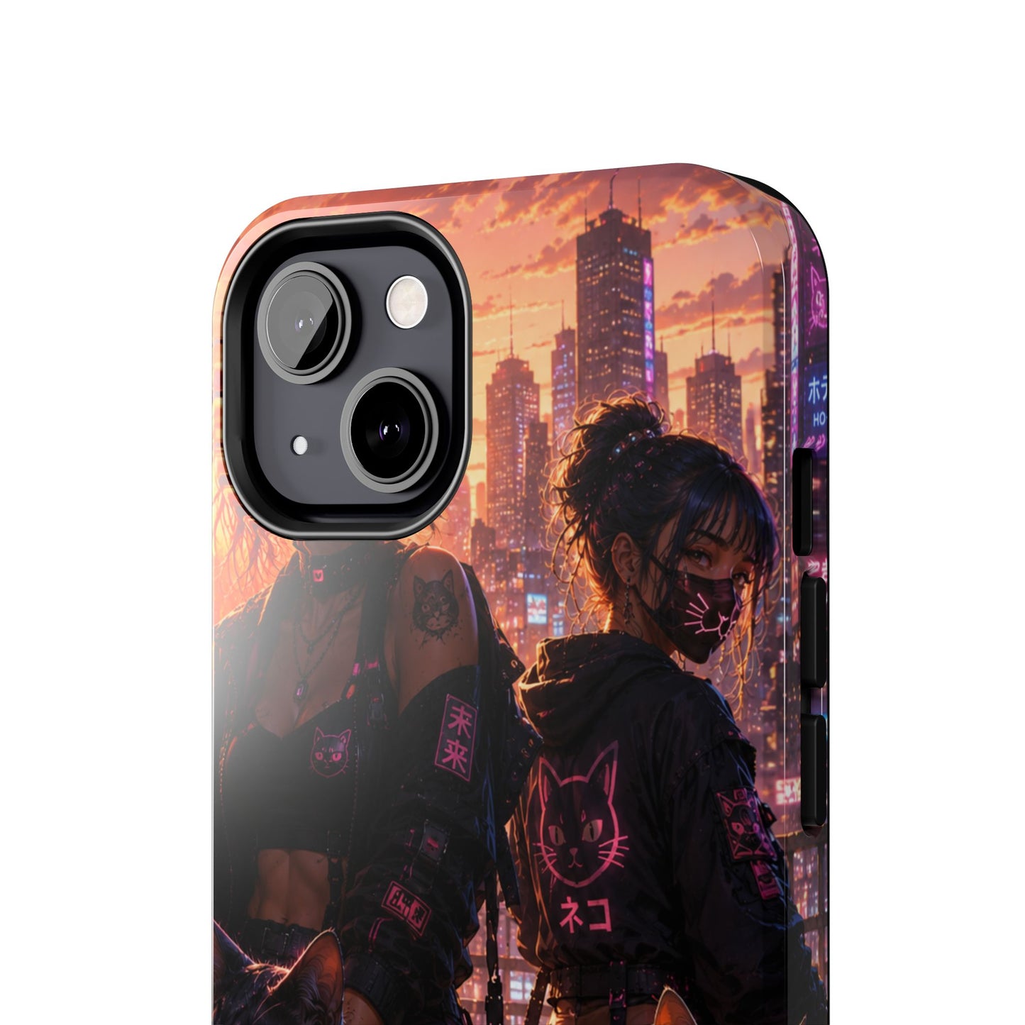 Cyberpunk Pack: Tough Phone Case with Neon Panther & City Sunset