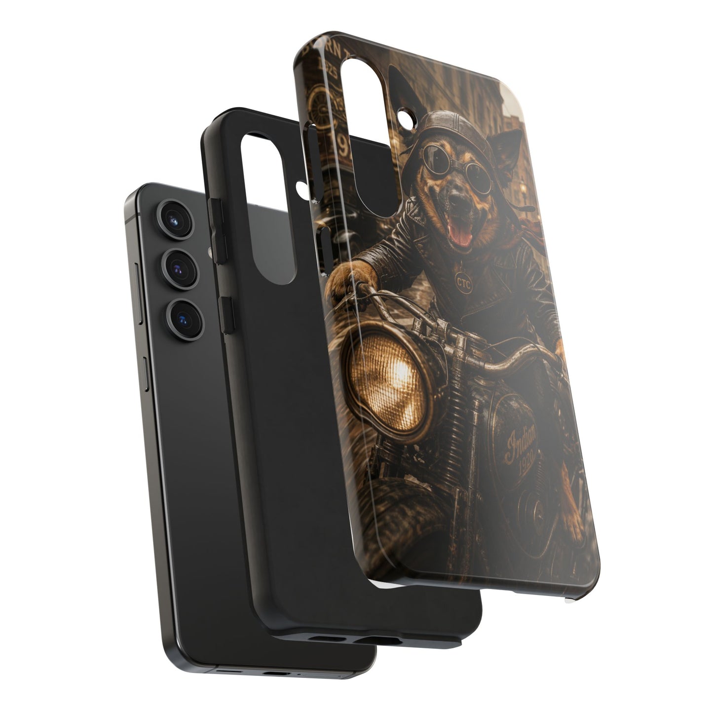 Phone Case — Biker Dog Riding Motorcycle Protective Tough Cover