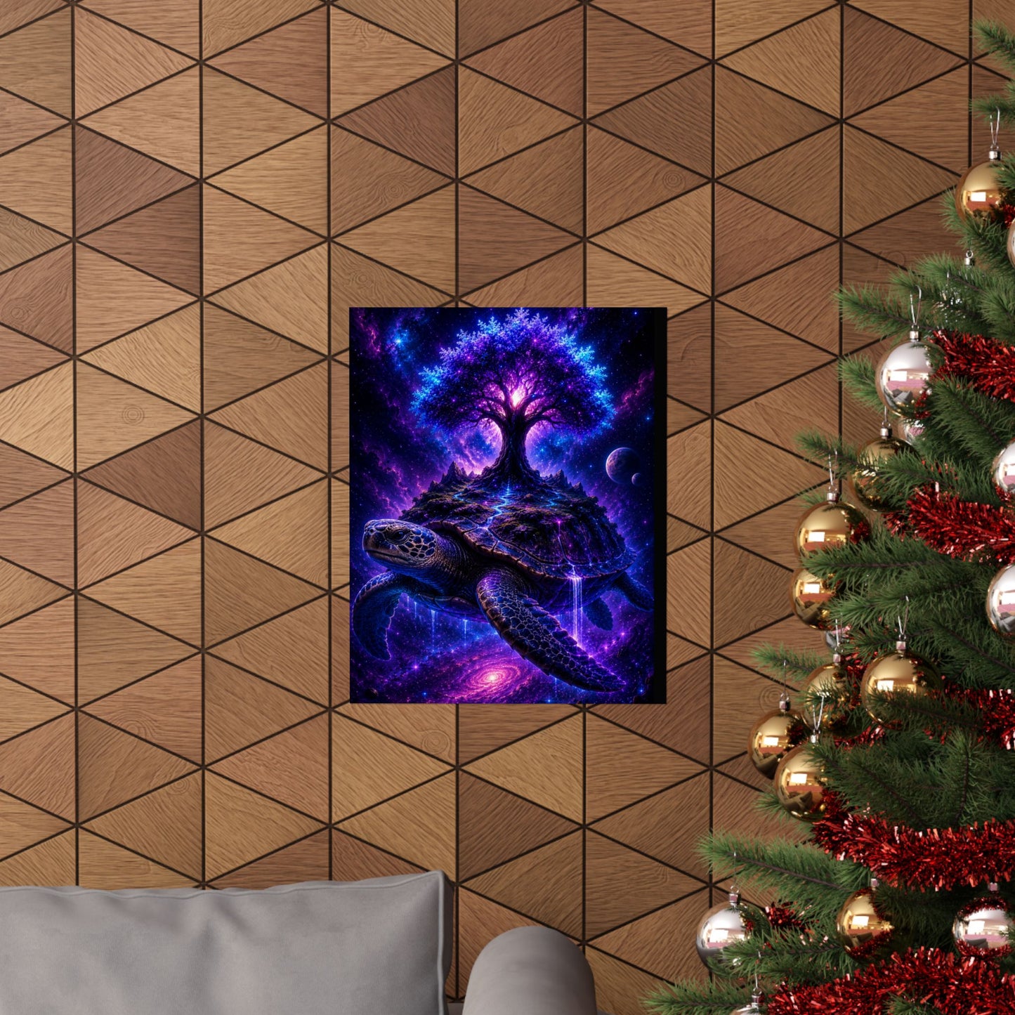 Cosmic Turtle Poster — Mystic Tree on Turtle Shell Matte Vertical Wall Art