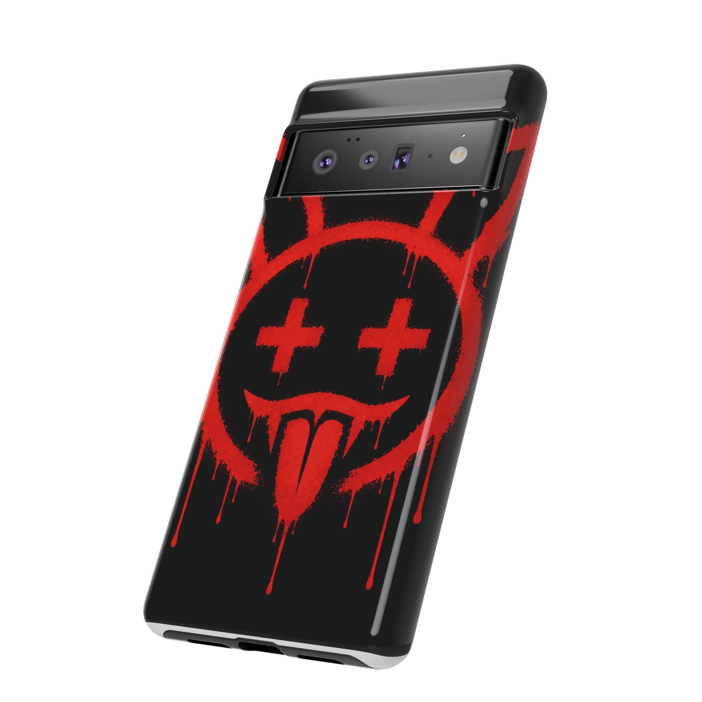 Phone Case - Metallic Souls Red Drip Smiley Graffiti Design