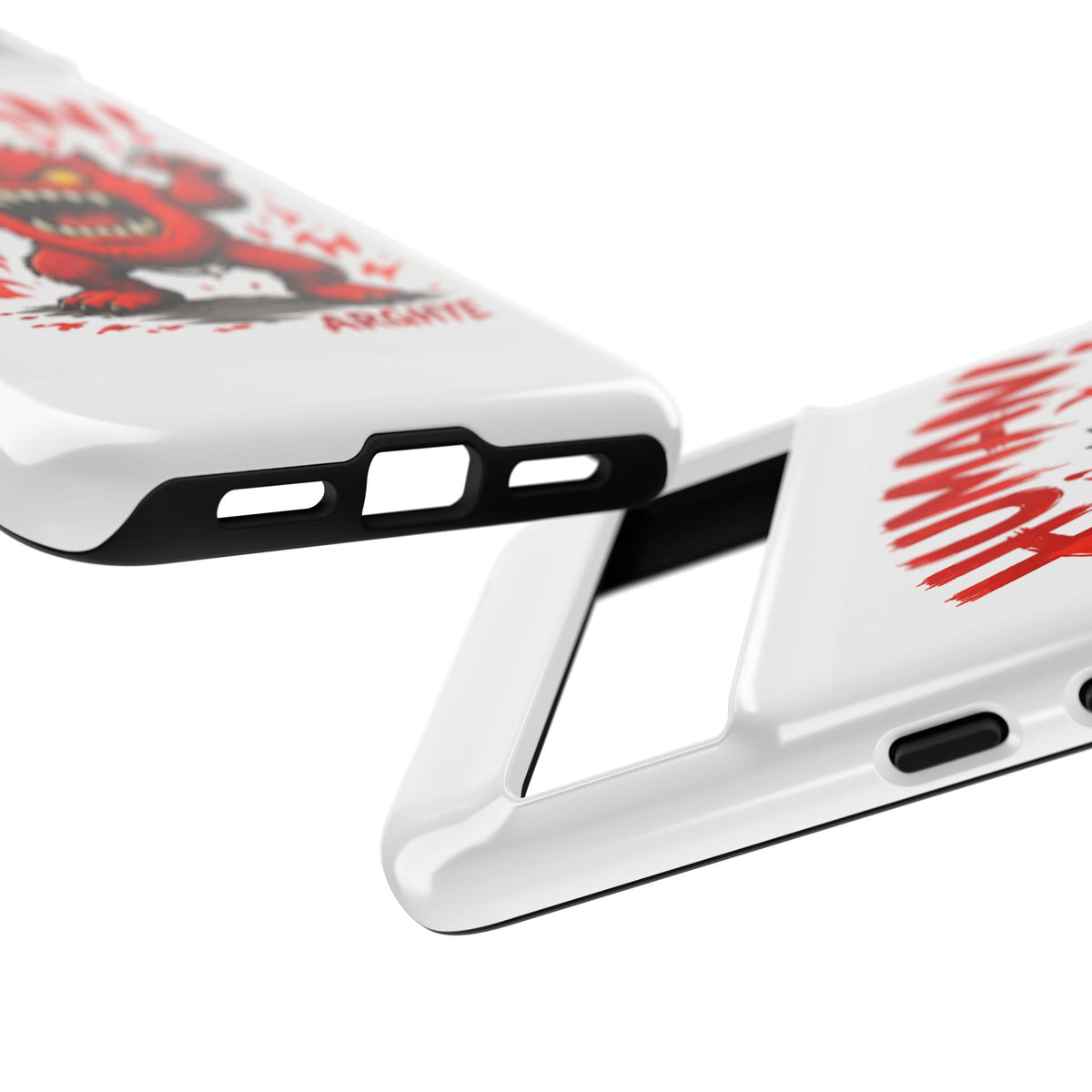 Angry Monster "HUMAN!" Phone Case — Cute Fiery Creature iPhone Cover