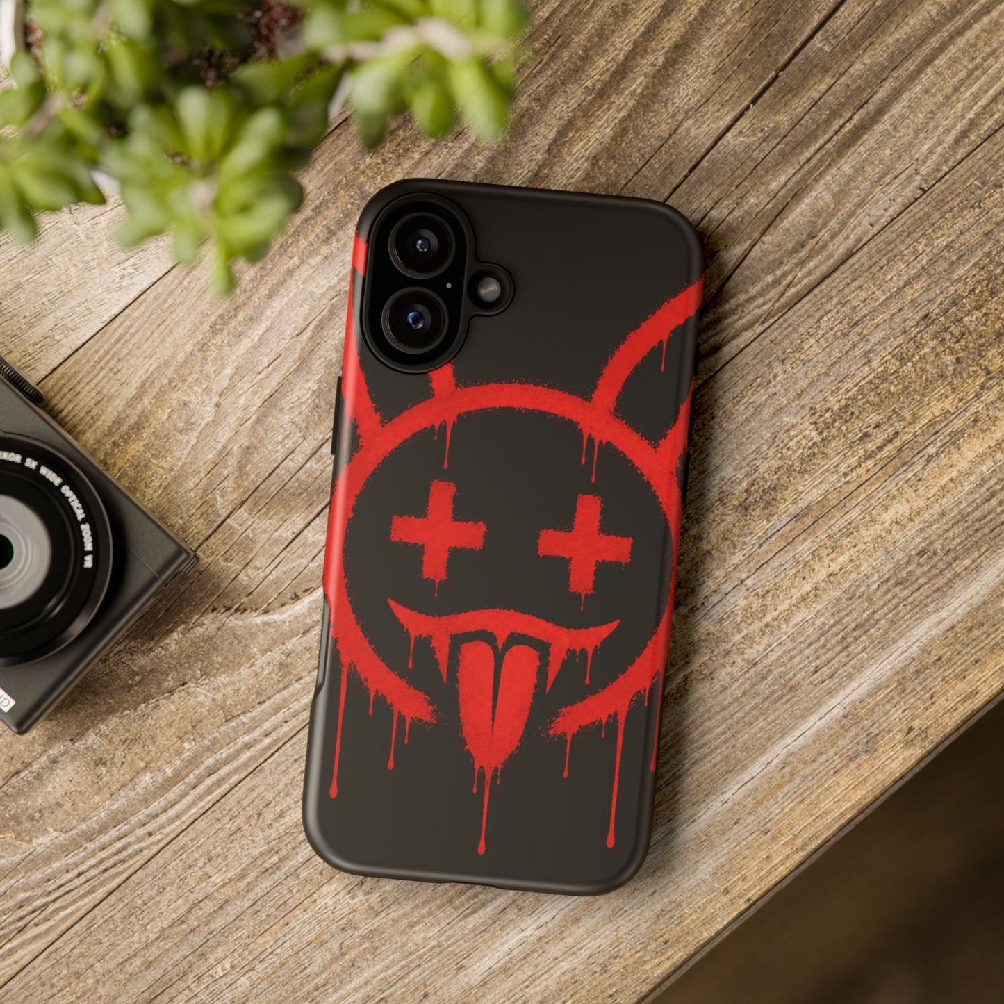 Phone Case - Metallic Souls Red Drip Smiley Graffiti Design