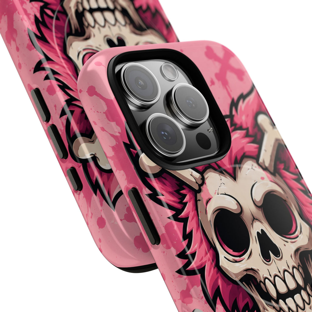 Pink Skull & Crossbones Tough Magnetic Phone Case — Punk Rock Protective Cover