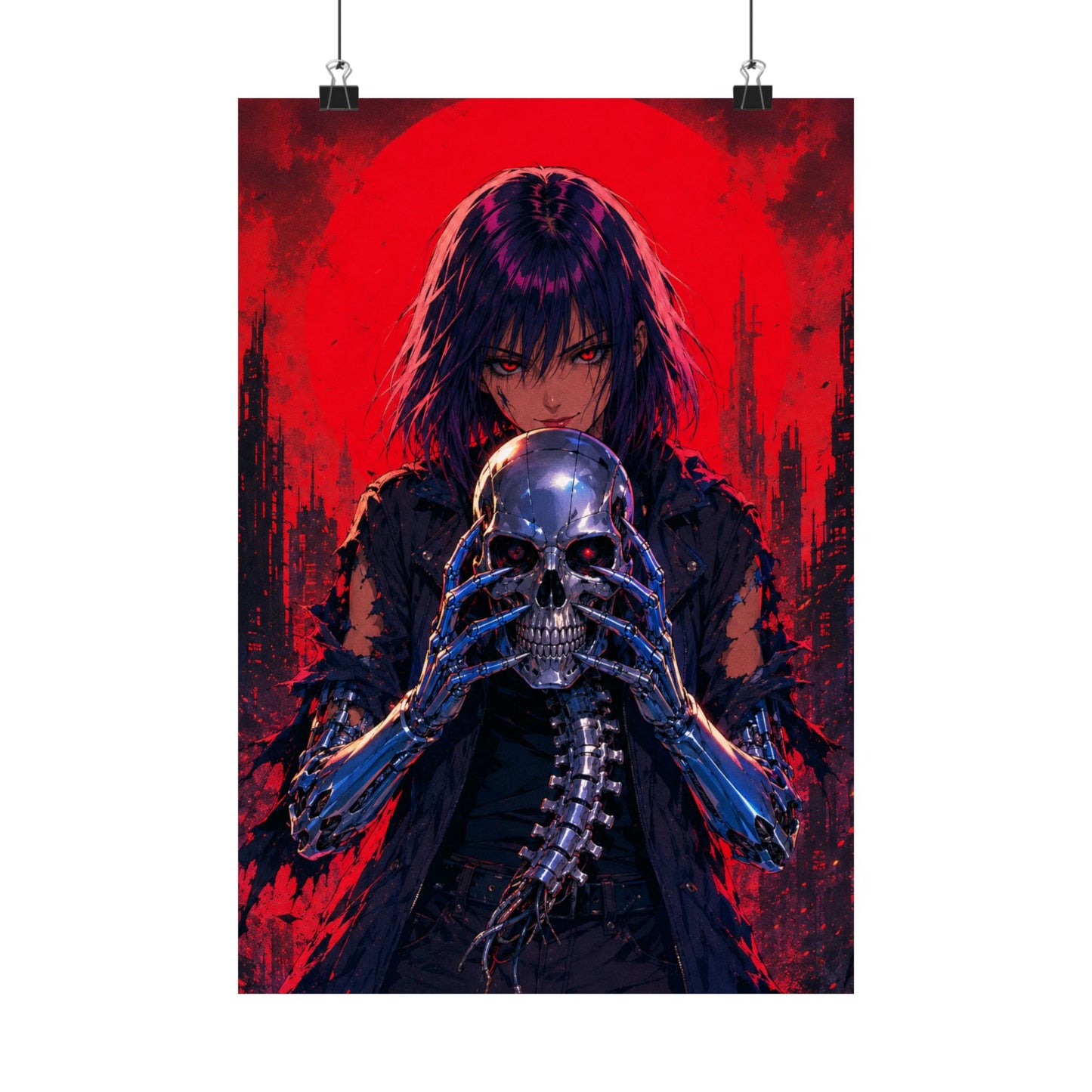 Metallic Souls Skull Poster — Gothic Anime Matte Vertical Wall Art