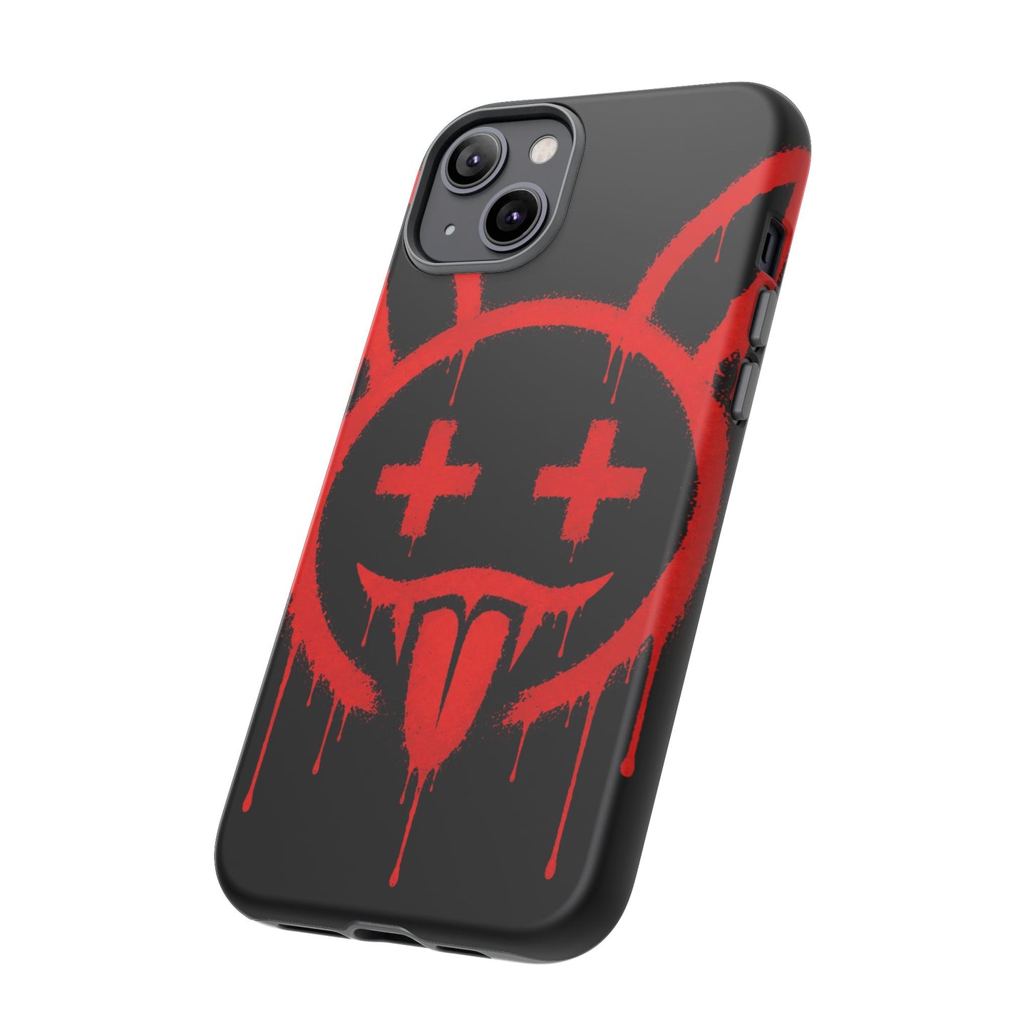 Phone Case - Metallic Souls Red Drip Smiley Graffiti Design