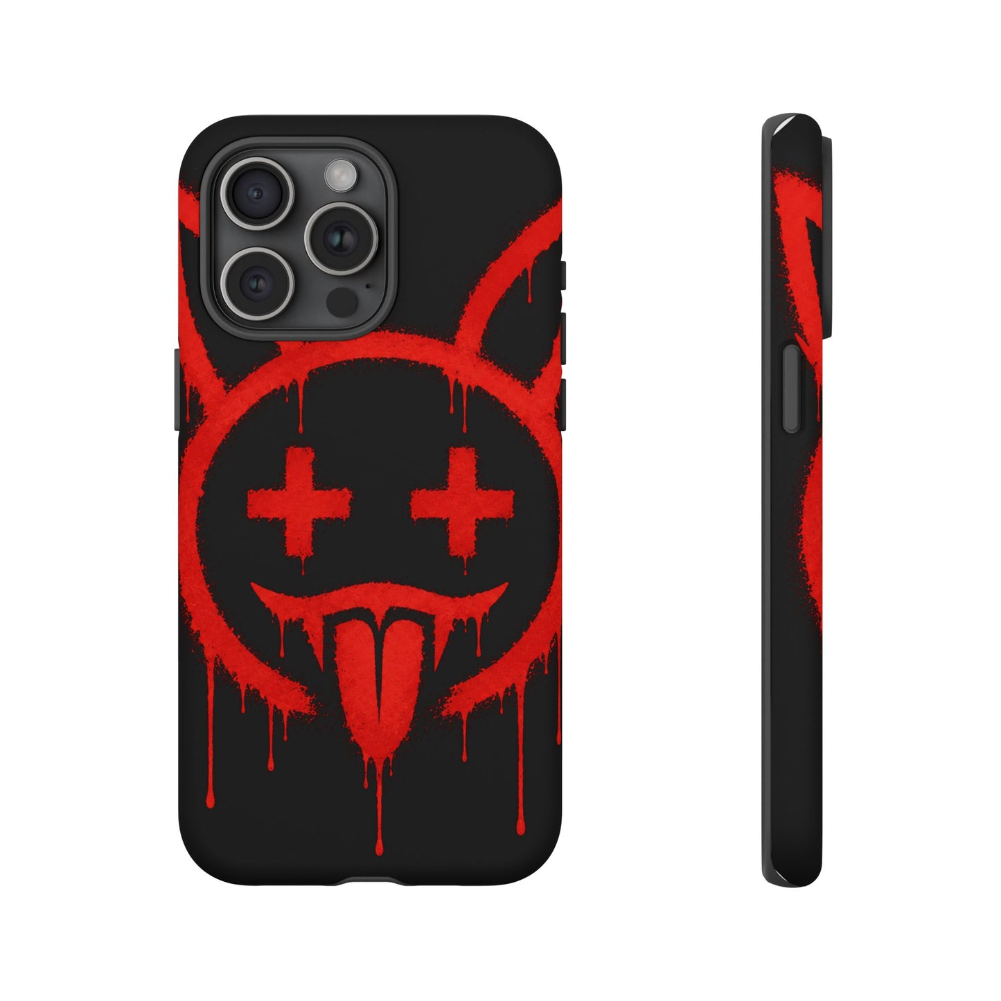 Phone Case - Metallic Souls Red Drip Smiley Graffiti Design