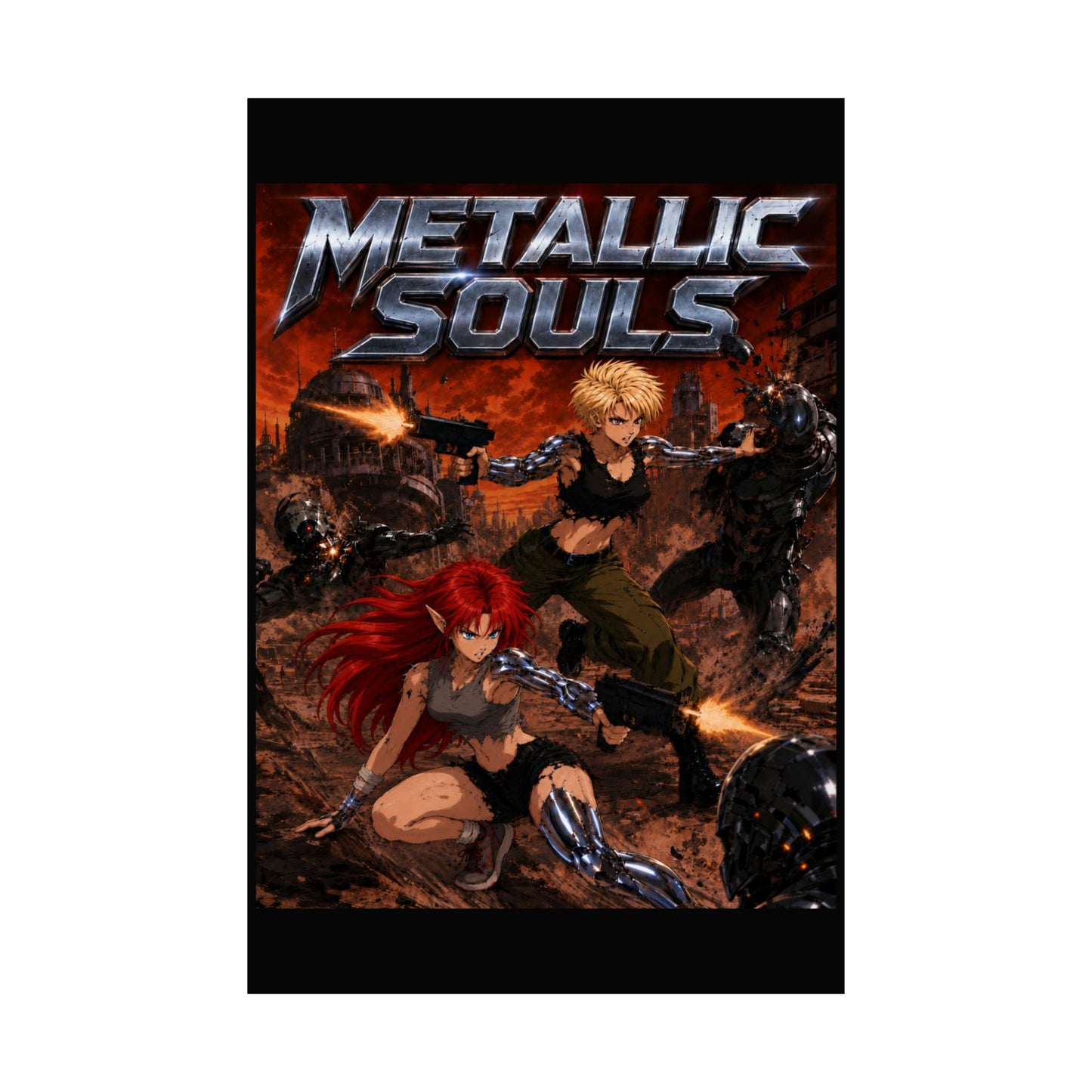 Metallic Souls Poster — Anime Sci‑Fi Action Matte Vertical Print