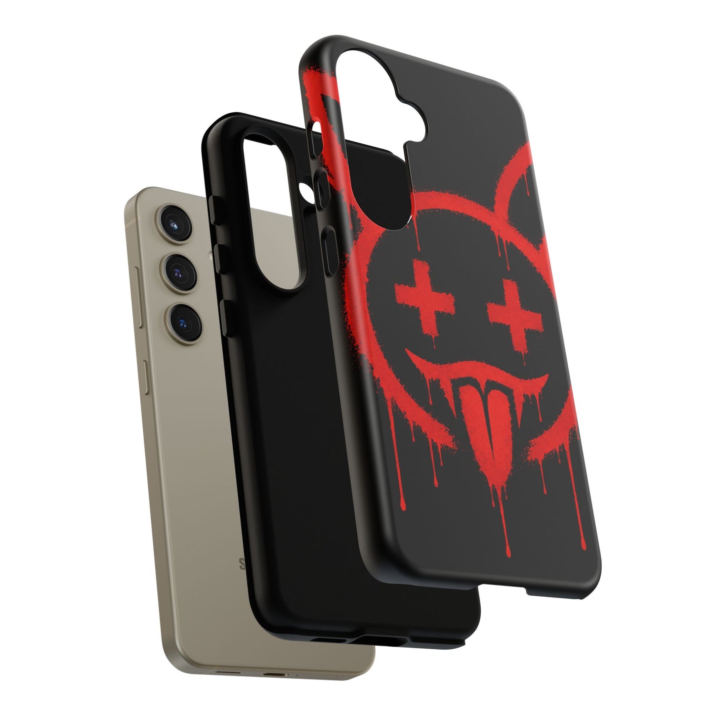 Phone Case - Metallic Souls Red Drip Smiley Graffiti Design
