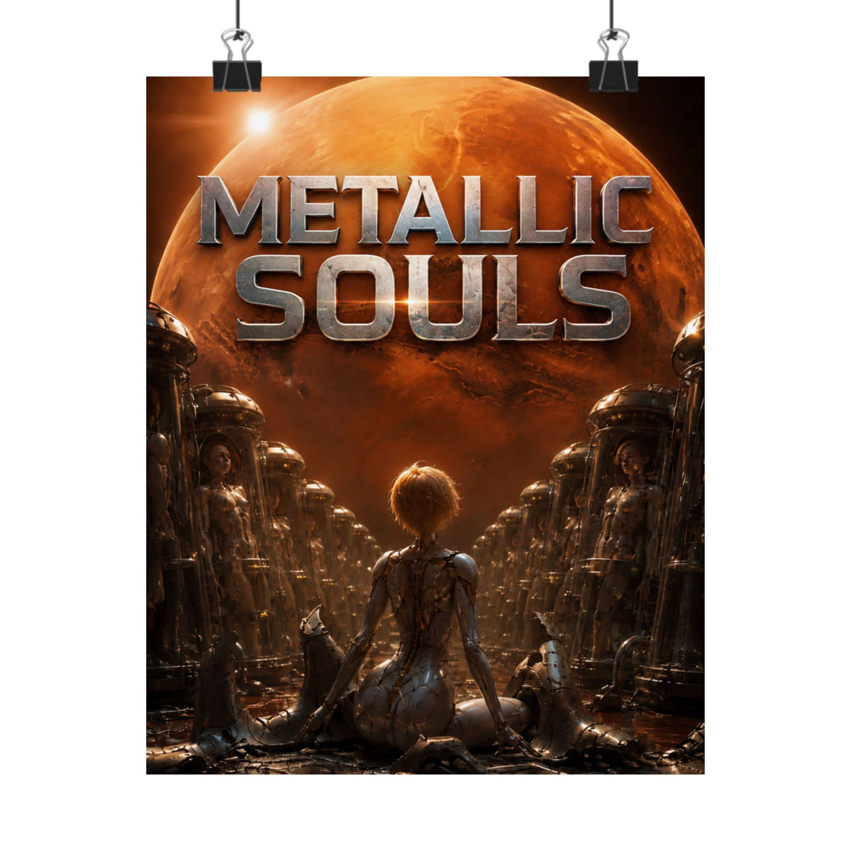 Metallic Souls Matte Poster — Sci‑Fi Planet Artwork