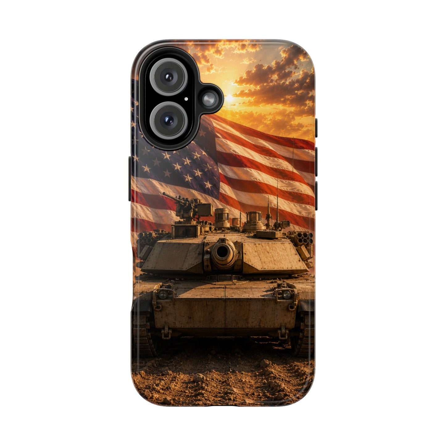 Patriotic Armor Phone Case — Military Tank with American Flag