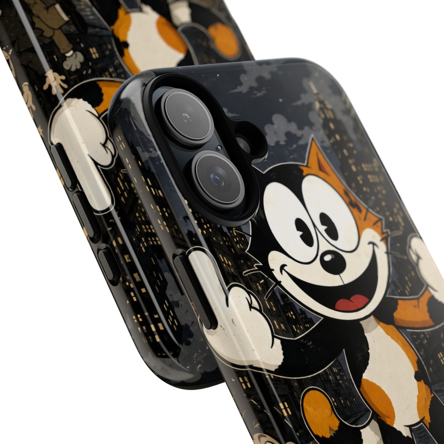 Vintage Cartoon Cat Phone Case — Edgy Felix-Style Illustration
