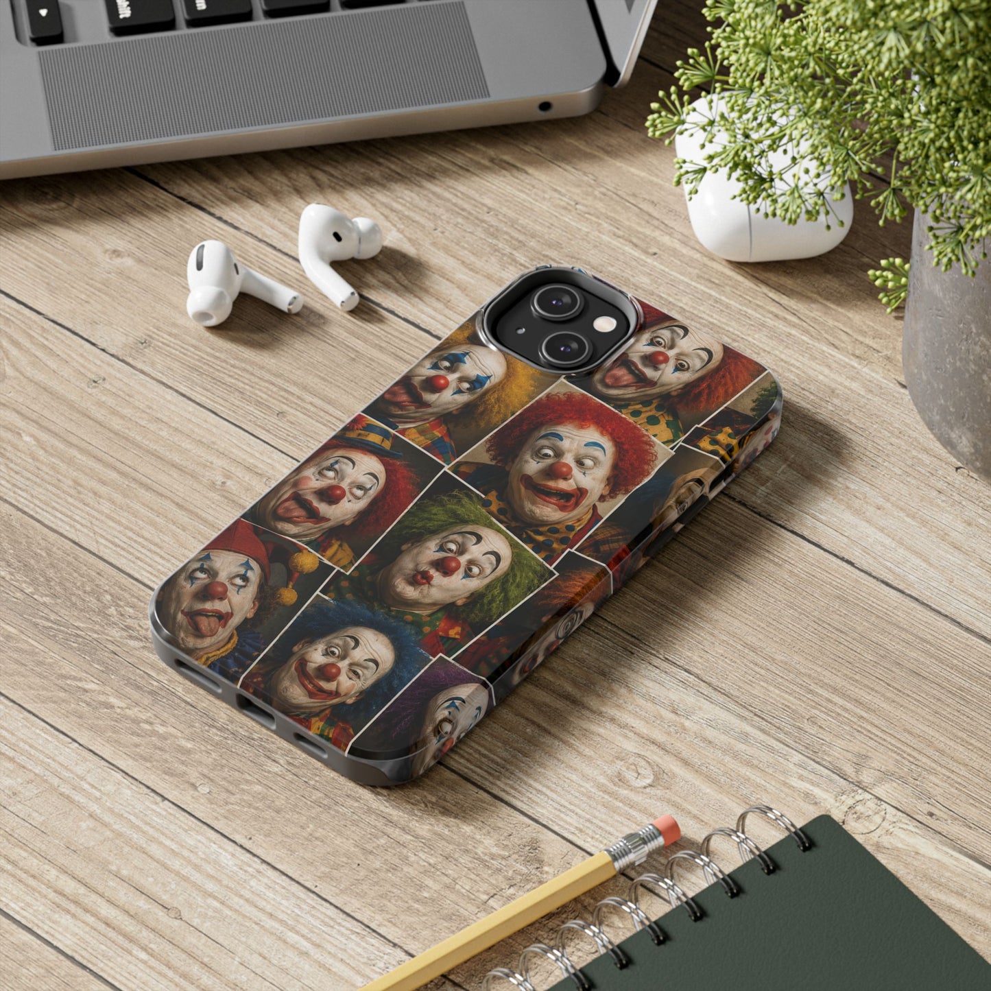 Clown Collage Tough Phone Case — Retro Carnival Horror Pattern