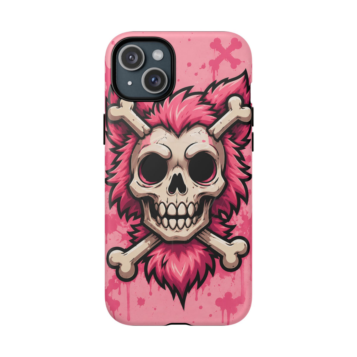 Pink Skull & Crossbones Tough Magnetic Phone Case — Punk Rock Protective Cover