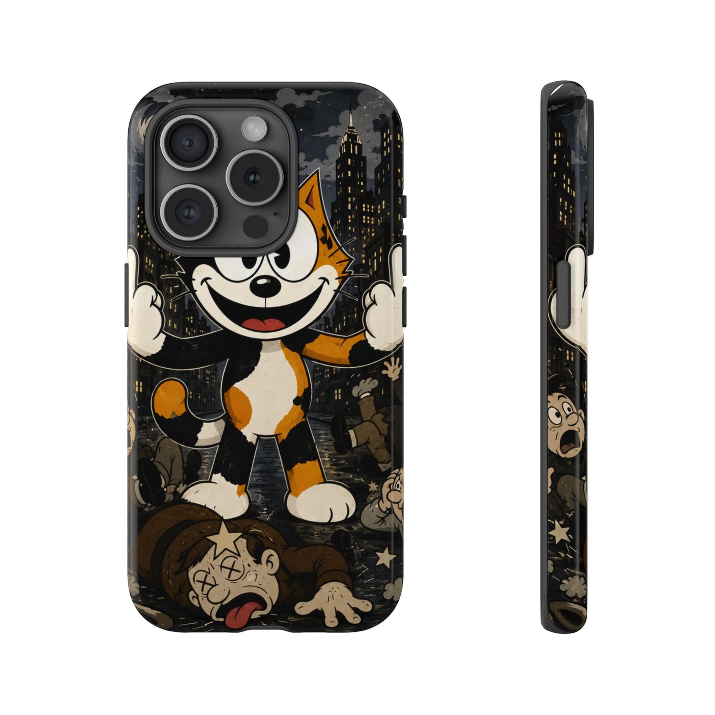 Vintage Cartoon Cat Phone Case — Edgy Felix-Style Illustration