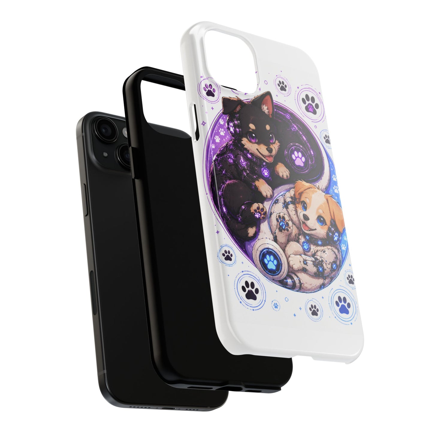 Yin Yang Puppy Tough Phone Case — Cute Paw Print Dog Protector
