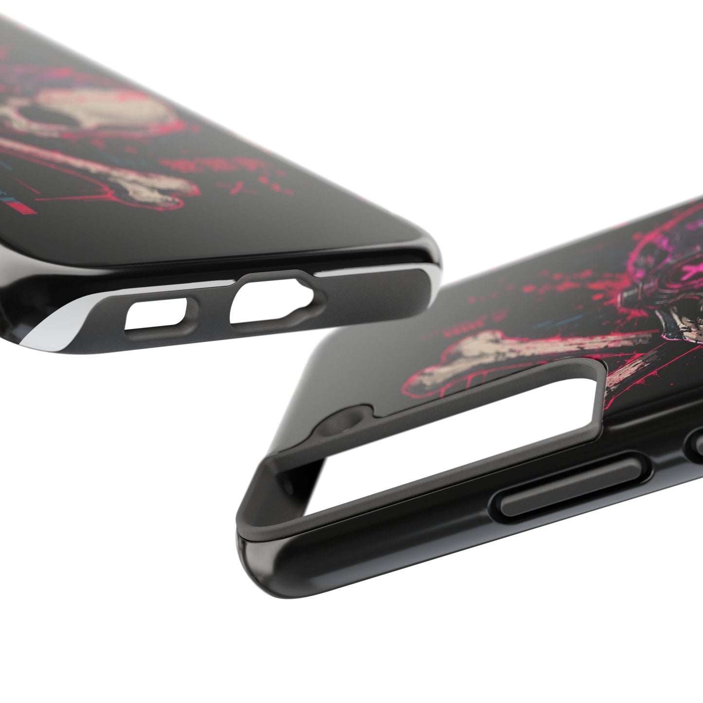 Skull & Crossbones Tough Phone Case — Neon Cyberpunk Skull Design