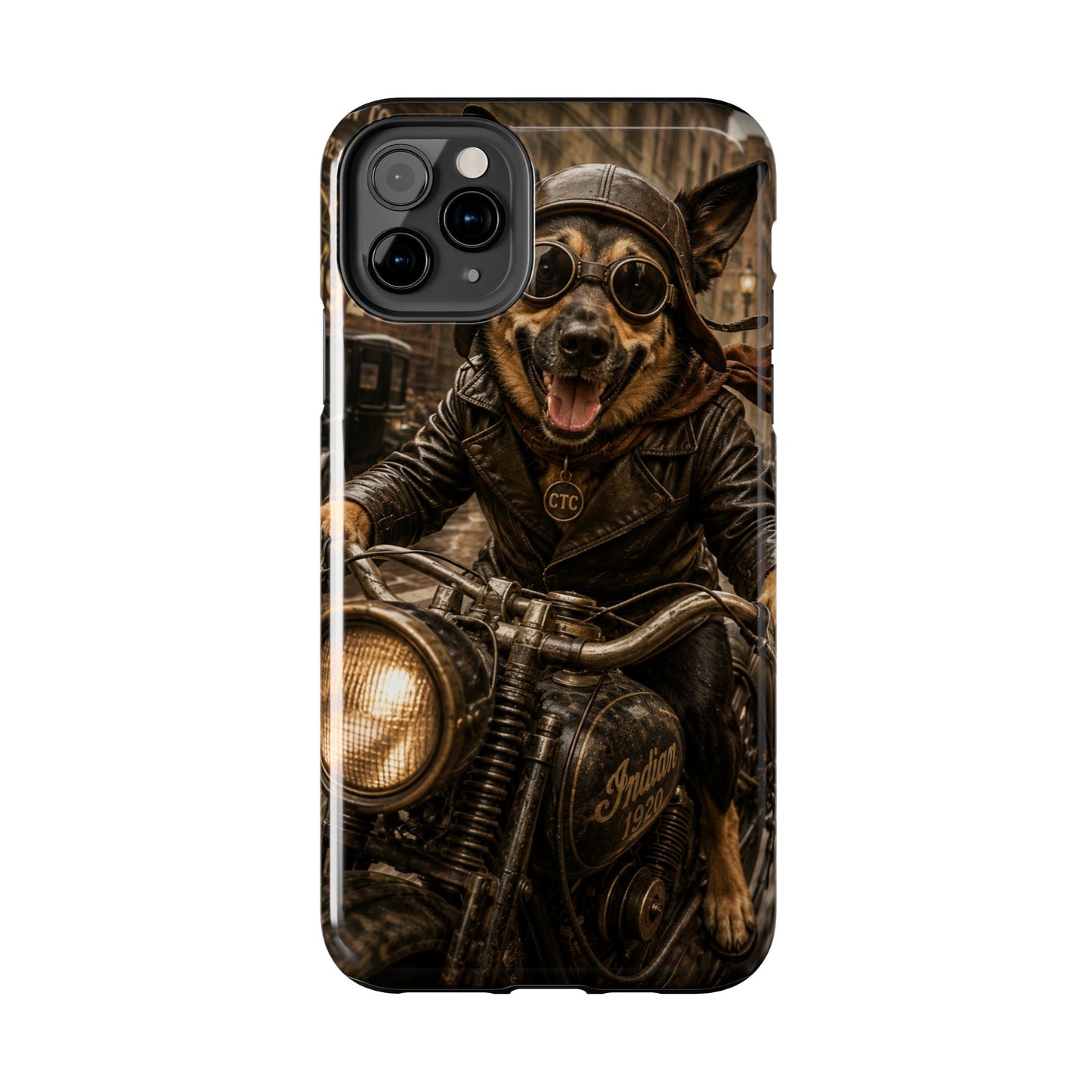 Phone Case — Biker Dog Riding Motorcycle Protective Tough Cover