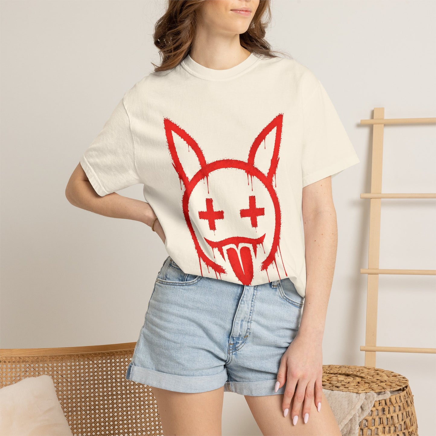 Metallic Souls Graffiti Bunny Heavyweight Streetwear T-Shirt