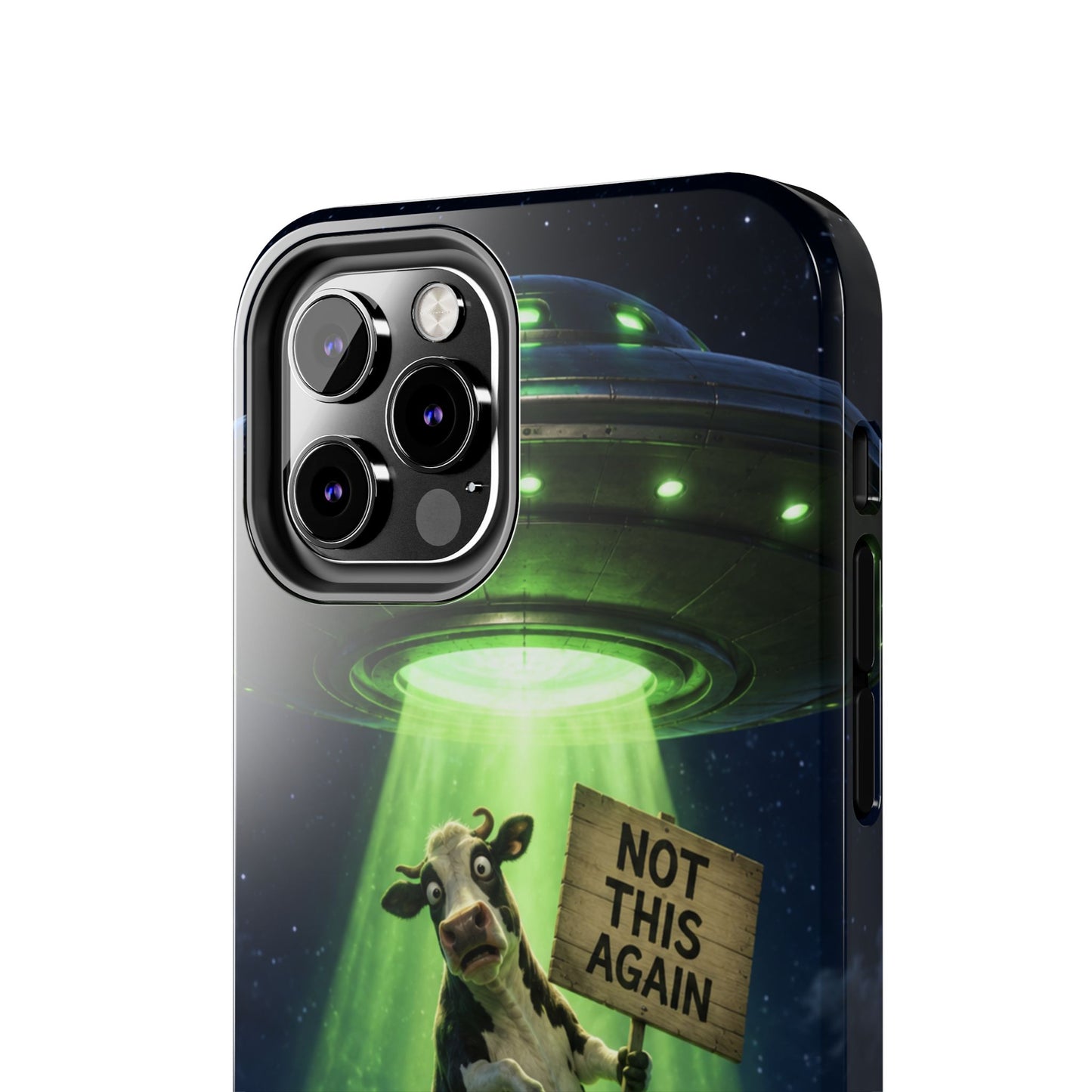 Phone Case — Funny Alien Abduction Cow Design ("Not This Again")
