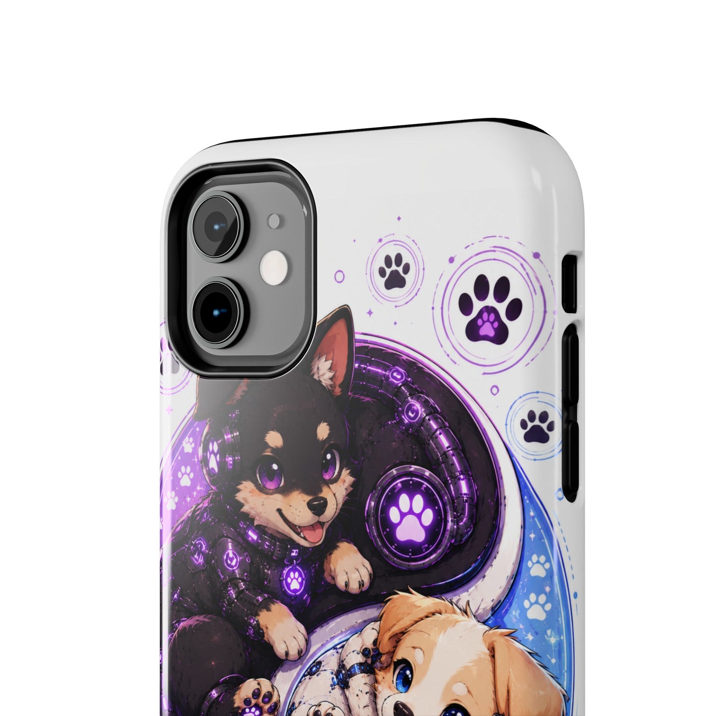 Yin Yang Puppy Tough Phone Case — Cute Paw Print Dog Protector