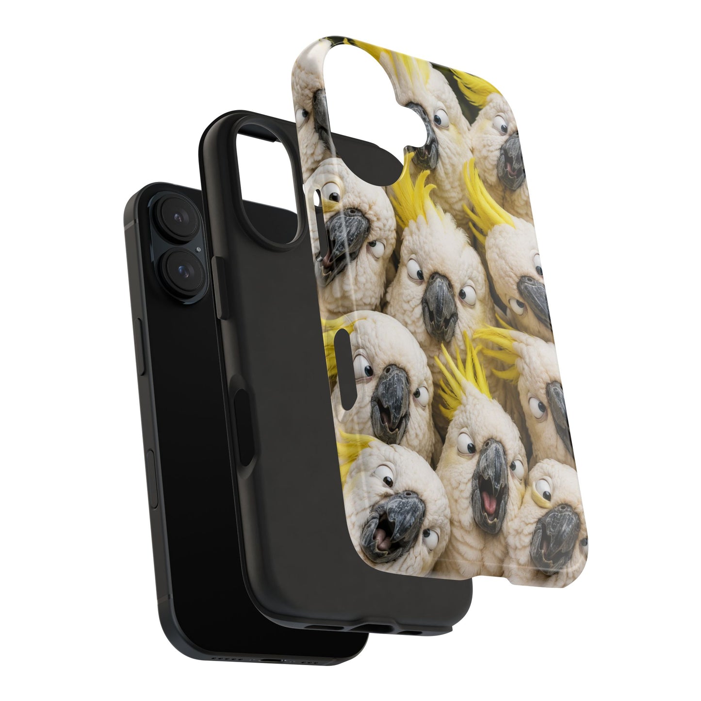 Cockatoo Collage Tough Phone Case — Funny Yellow Crested Bird Protective Phone Cover