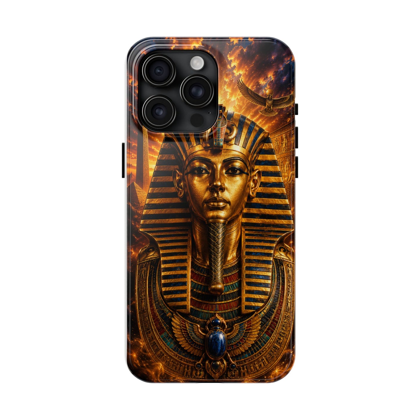 Egyptian Pharaoh Tough Phone Case — Protective Golden Tutankhamun Design