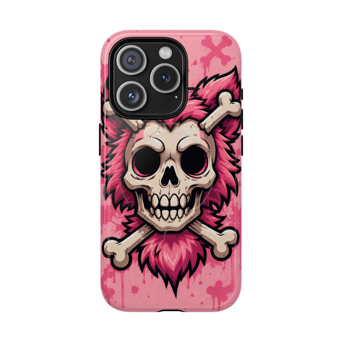 Pink Skull & Crossbones Tough Magnetic Phone Case — Punk Rock Protective Cover