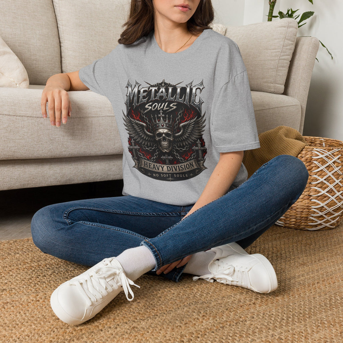Metallic Souls Graphic T-Shirt — Gothic Skull & Wings Heavy Metal Tee