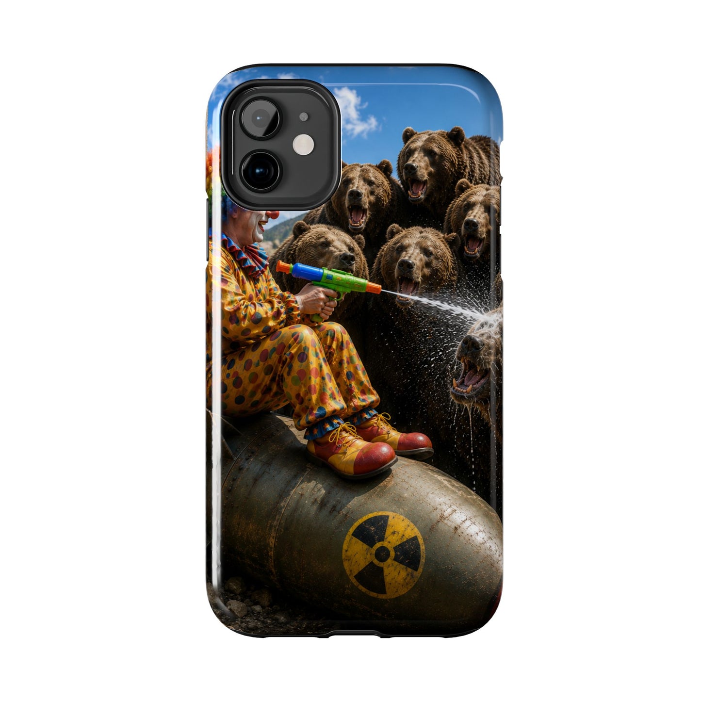 Tough Phone Case — Surreal Clown vs. Bears Protective Phone Cover