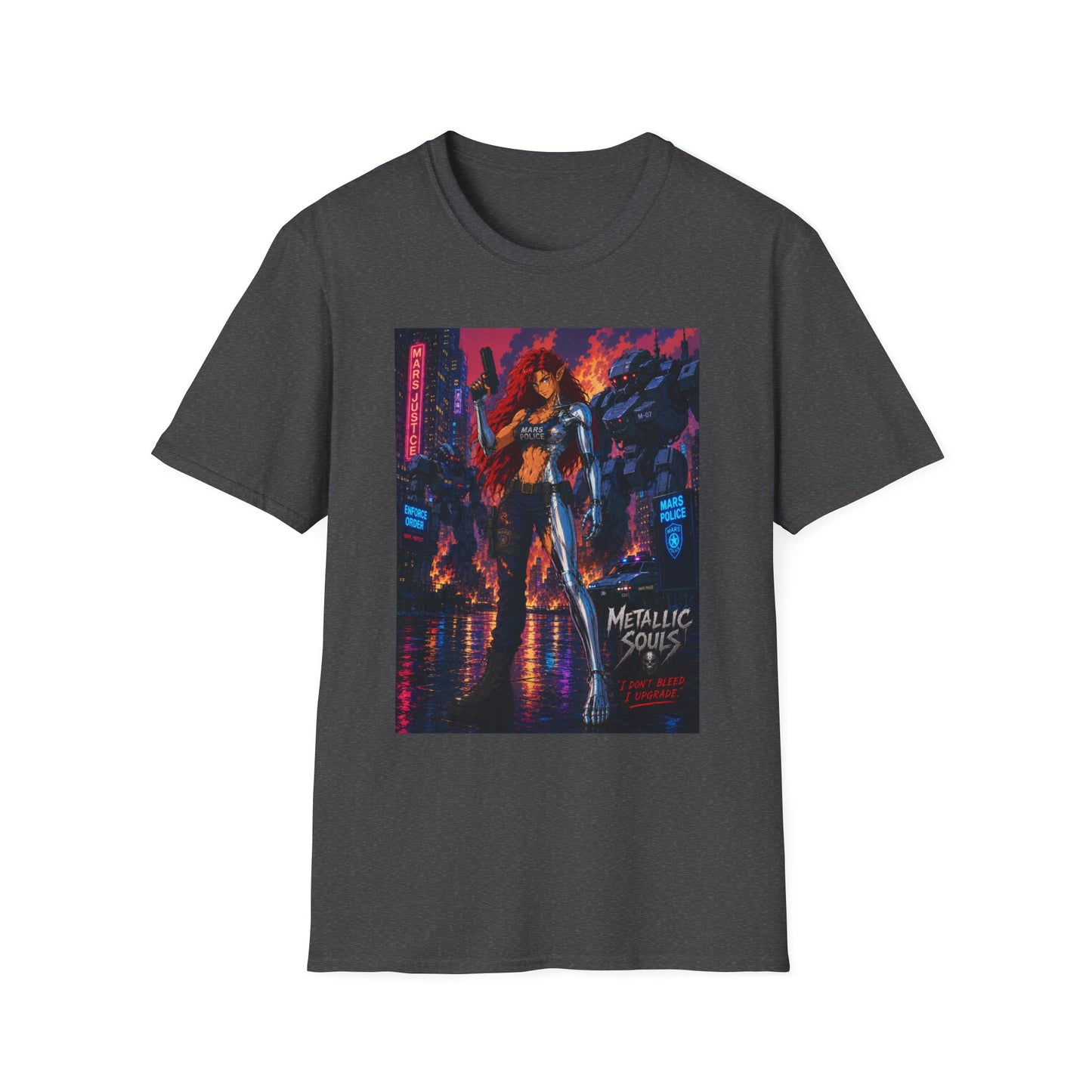 Cyberpunk Warrior T‑Shirt — 'Metallic Soul' Futuristic Anime Graphic