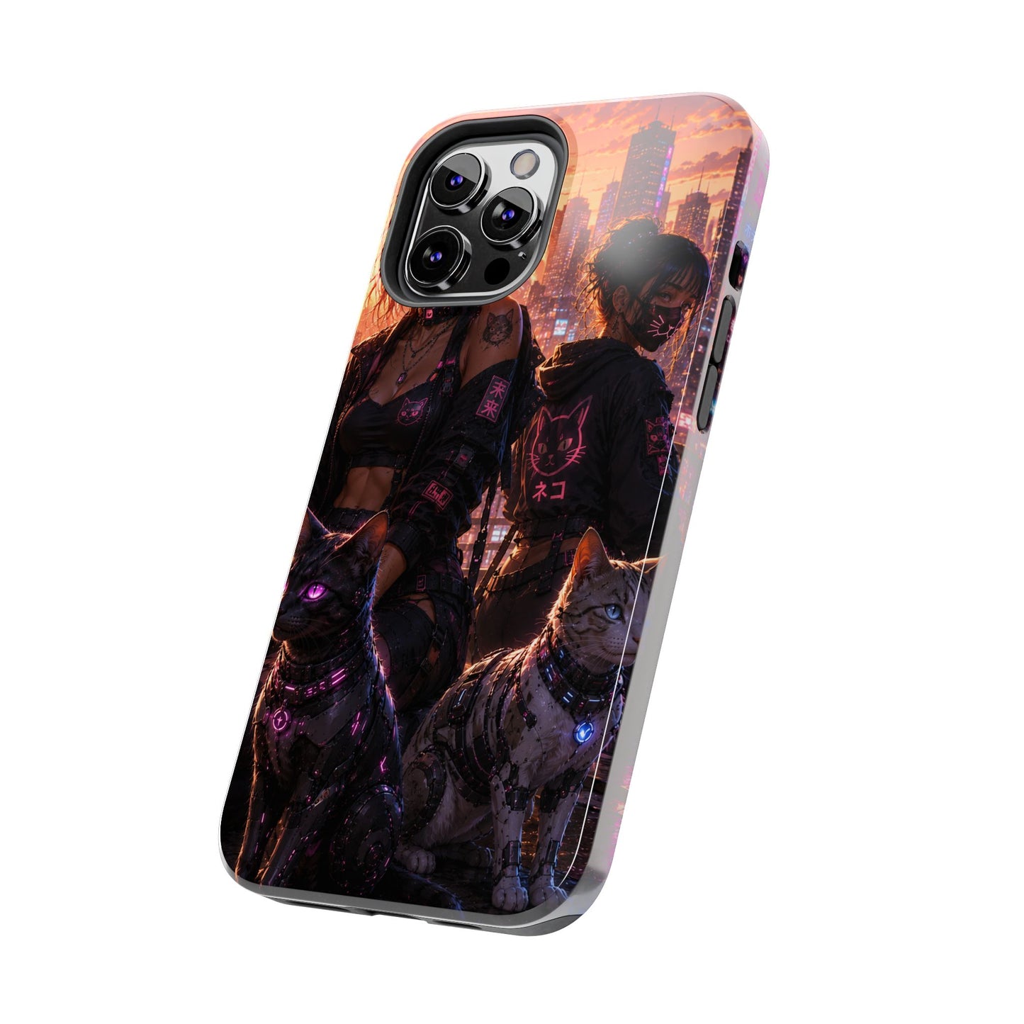 Cyberpunk Pack: Tough Phone Case with Neon Panther & City Sunset