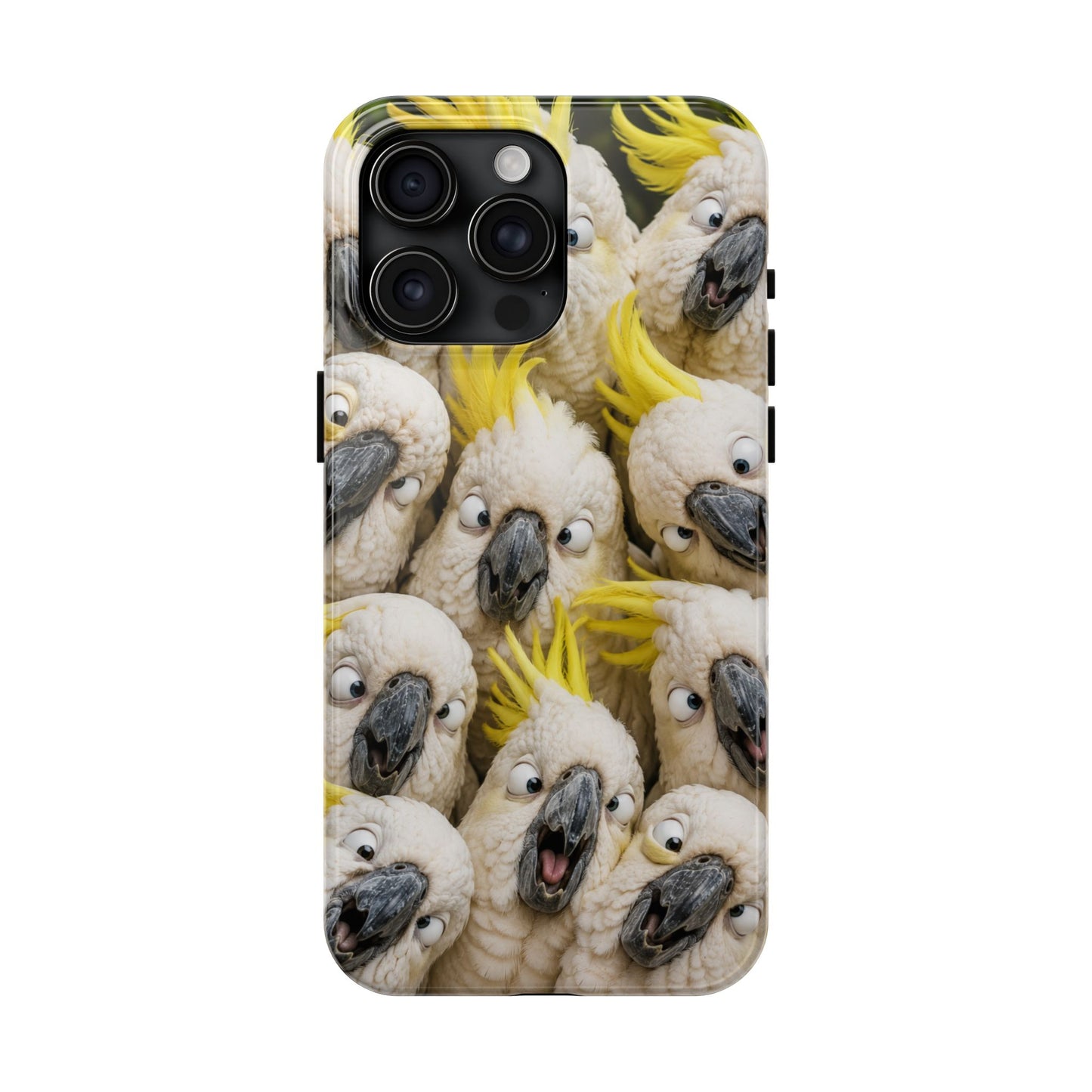 Cockatoo Collage Tough Phone Case — Funny Yellow Crested Bird Protective Phone Cover
